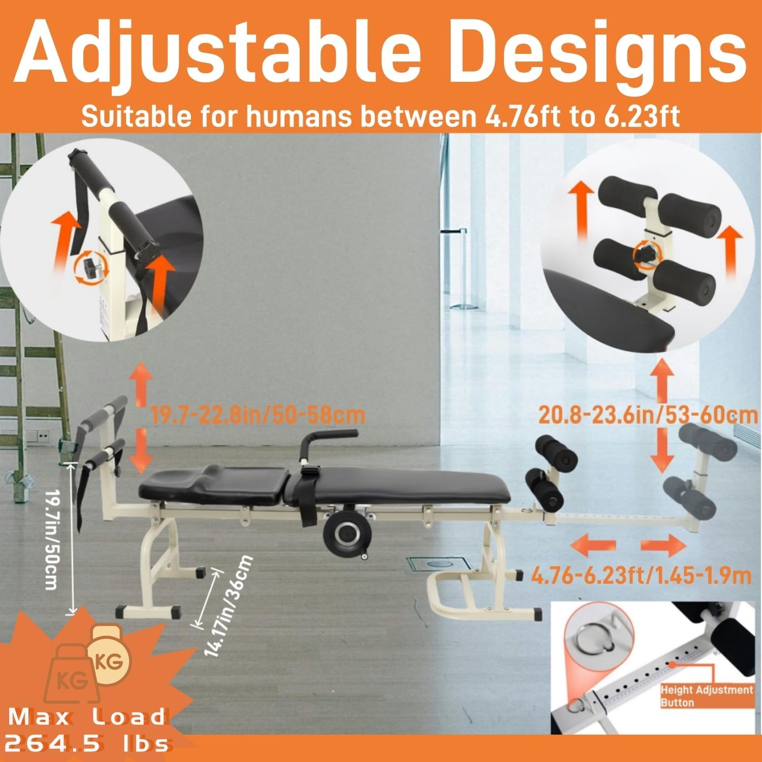 Cervical Traction with Lumbar Stretch Decompression Table,Realign Vertebrae & Alleviate Lumbar Strain,Full Body Stretching Device for Neck & Back