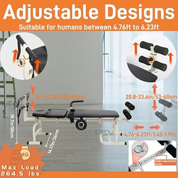 Lumbar Decompression Table with Cervical Traction by Lumbar Bench | Realign Vertebrae & Alleviate Lumbar Strain | Full Body Stretching Device for Neck, Back, Knee, and Hip | Relieve Pain