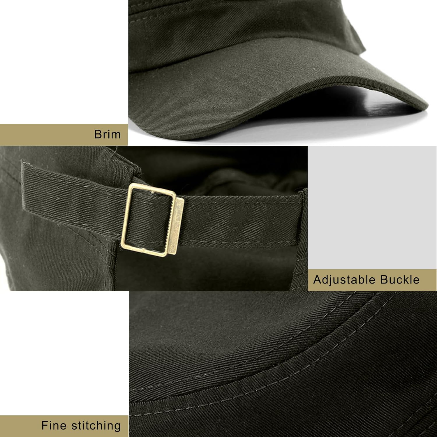 Cadet Army Cap Military Style Hats Flat Top Cap Baseball Hat for Men Women - Image 3