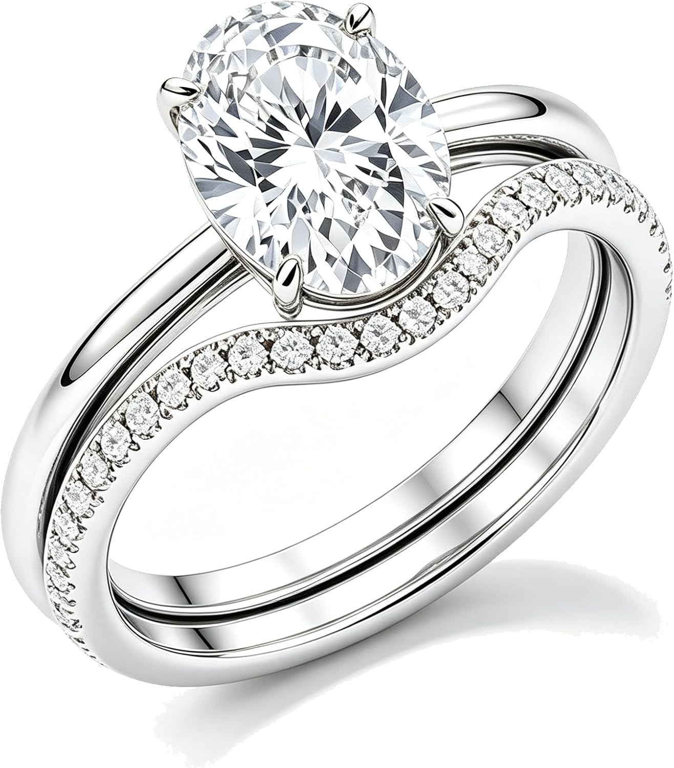 3Ct Oval Engagement Rings for Women 14K Gold Plated Wedding CZ Bridal Rings