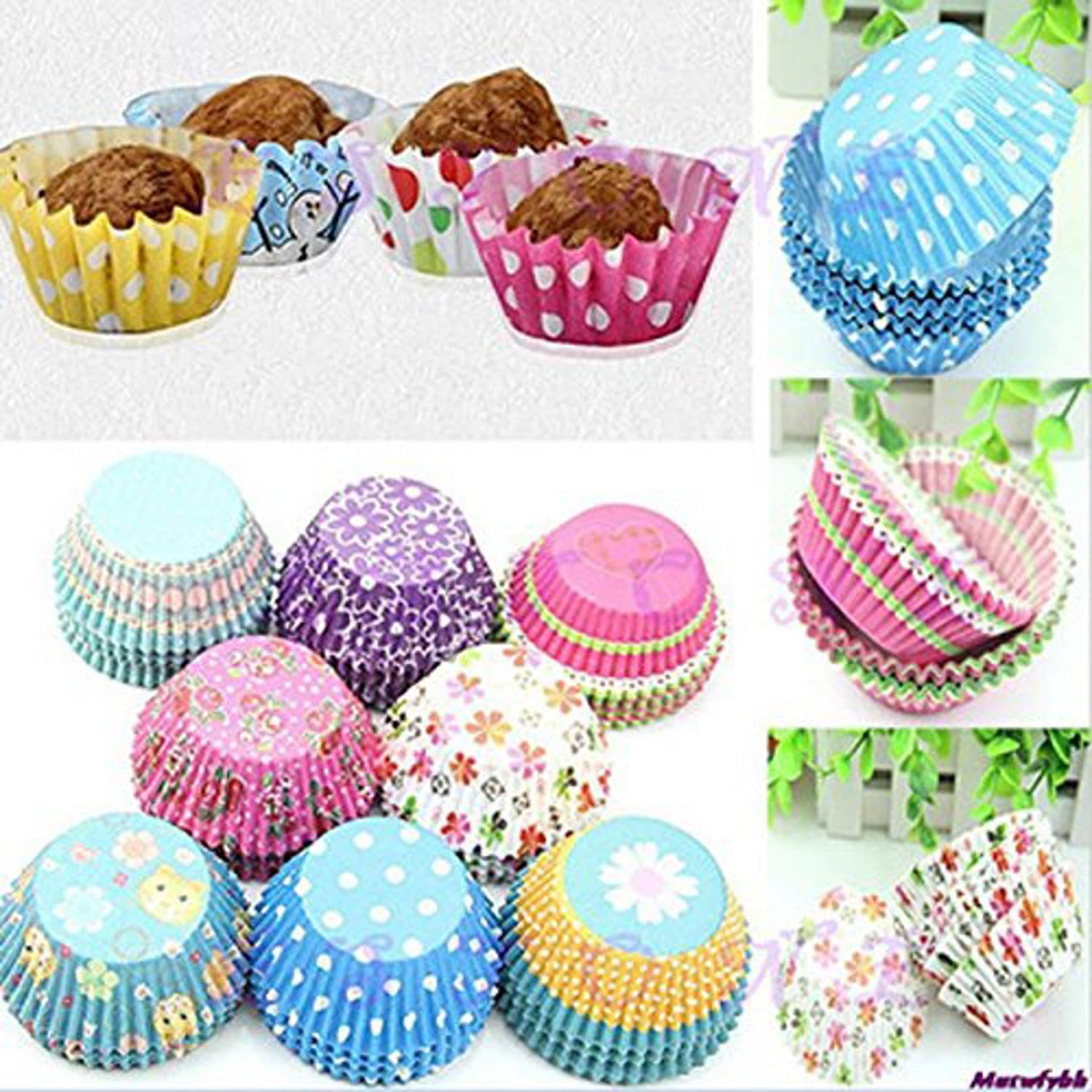 Inditradition Paper Baking Cupcake Liners for Muffins, Cakes, Laddu Sweets Packing - Pack of 500 Cups, Multicolour (Large, 45x25 mm)