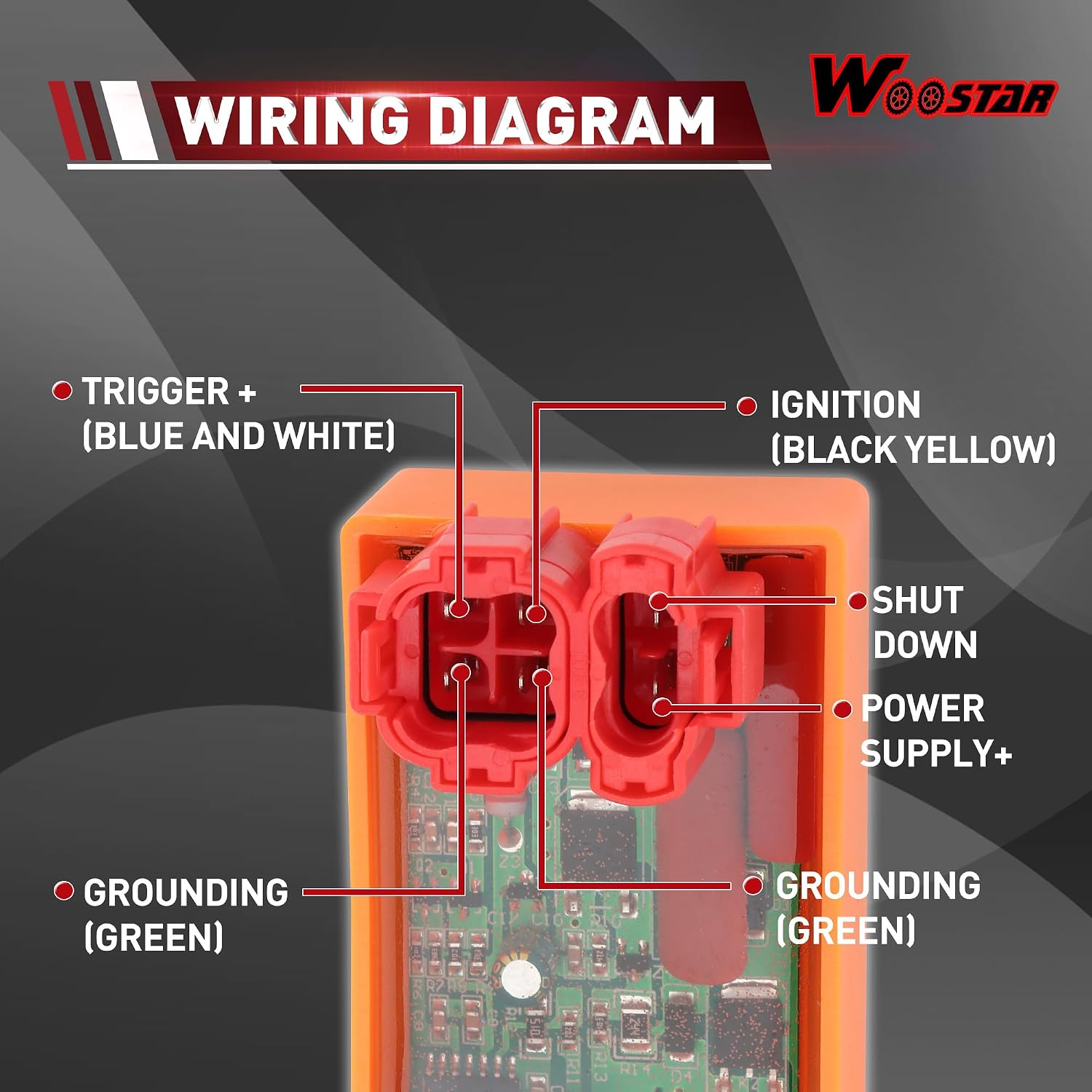 WOOSTAR 6 Pin AC CDI Box Replacement for GY6 50cc 90cc 110cc 125cc 150cc 200cc 250cc Scooter ATV Go Kart Moped Quad Dune Buggy Pit Dirt Bike