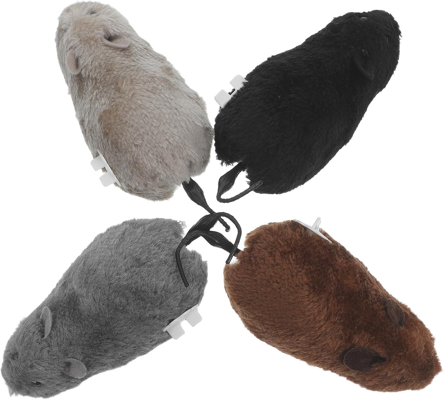 ORFOFE 4pcs Wind up Plush Mouse Pet for Cats and Dogs Interactive | Plush Body, Self-moving Wind-up Mechanism, Indoor Hunting Instinct Training and Exercise Support