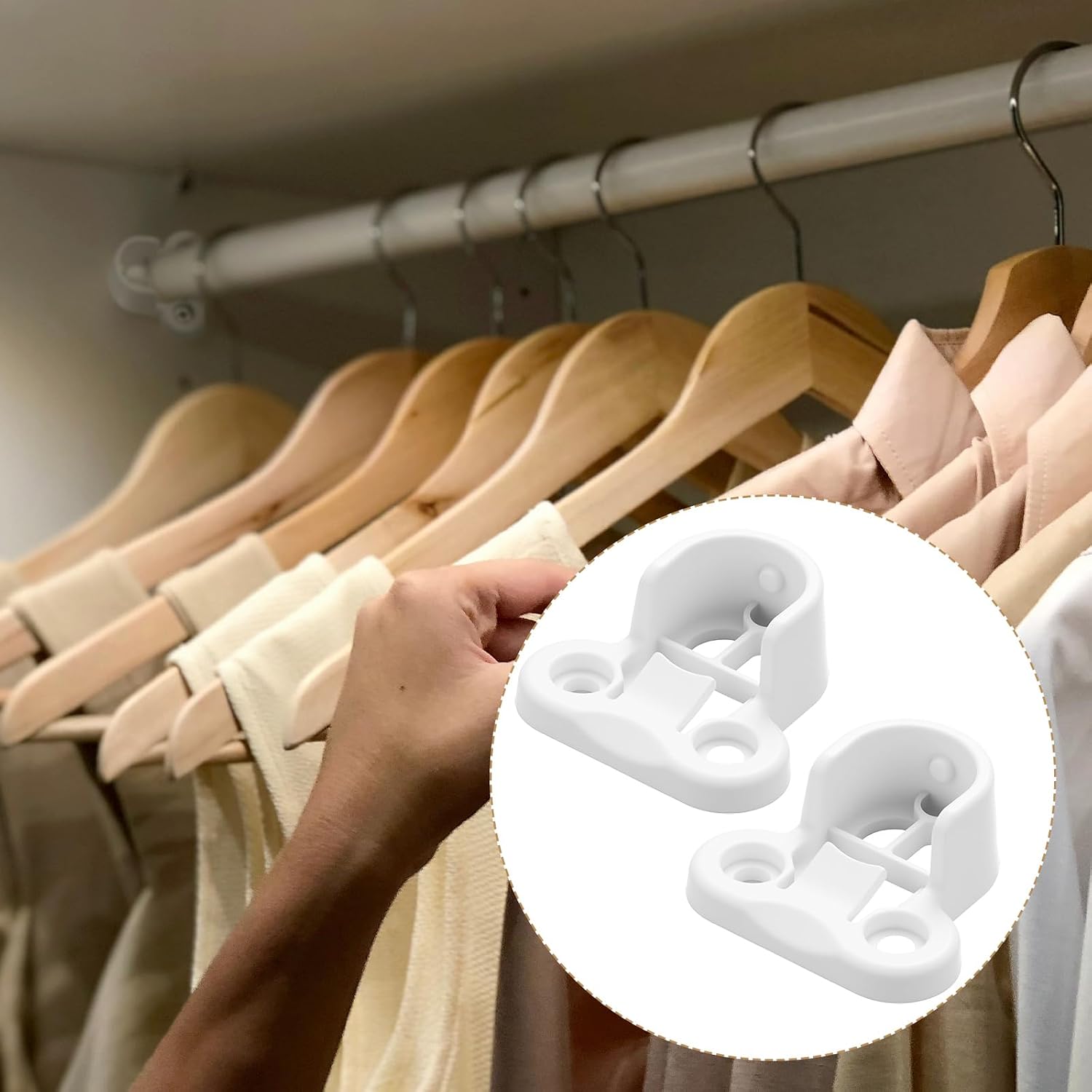 Nuanchu 4 Pack White Replacement Brackets Closet Replacement Brackets Kit Rail Holders Compatible with IKEA Pax Komplement Closet System