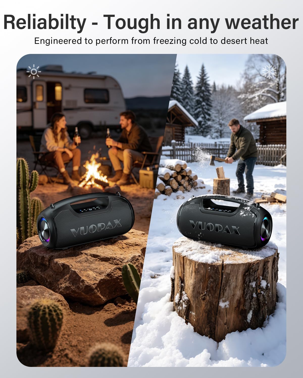 Bluetooth Speaker, 200W Peak Portable Speakers Wireless w/Bass Boost