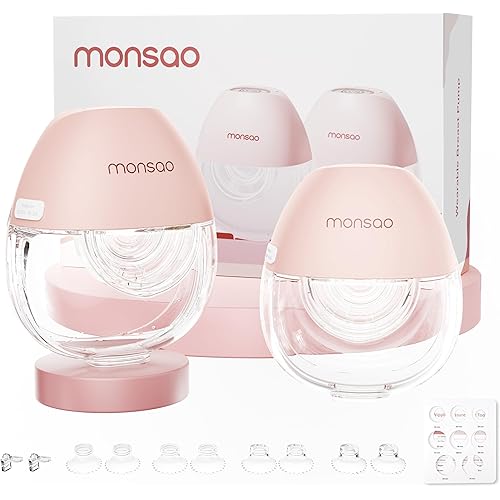 Wearable Electric Breast Pump, Hands-Free Portable Electric Pump with 3 Modes & 12 Intensive Levels, Whisper-Quiet & Lightweight for Travel, Custom Fit with 15/18/21/24mm Flanges(2 Pack)