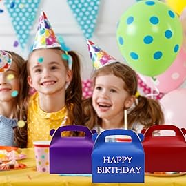 Oletx 30-Pack Dark Purple Party Favor Treat Boxes, Goodie Boxes, Gable Paper Gift Boxes with Handles. Perfect for Purple Birthday Party Baby Shower Decoration Supplies