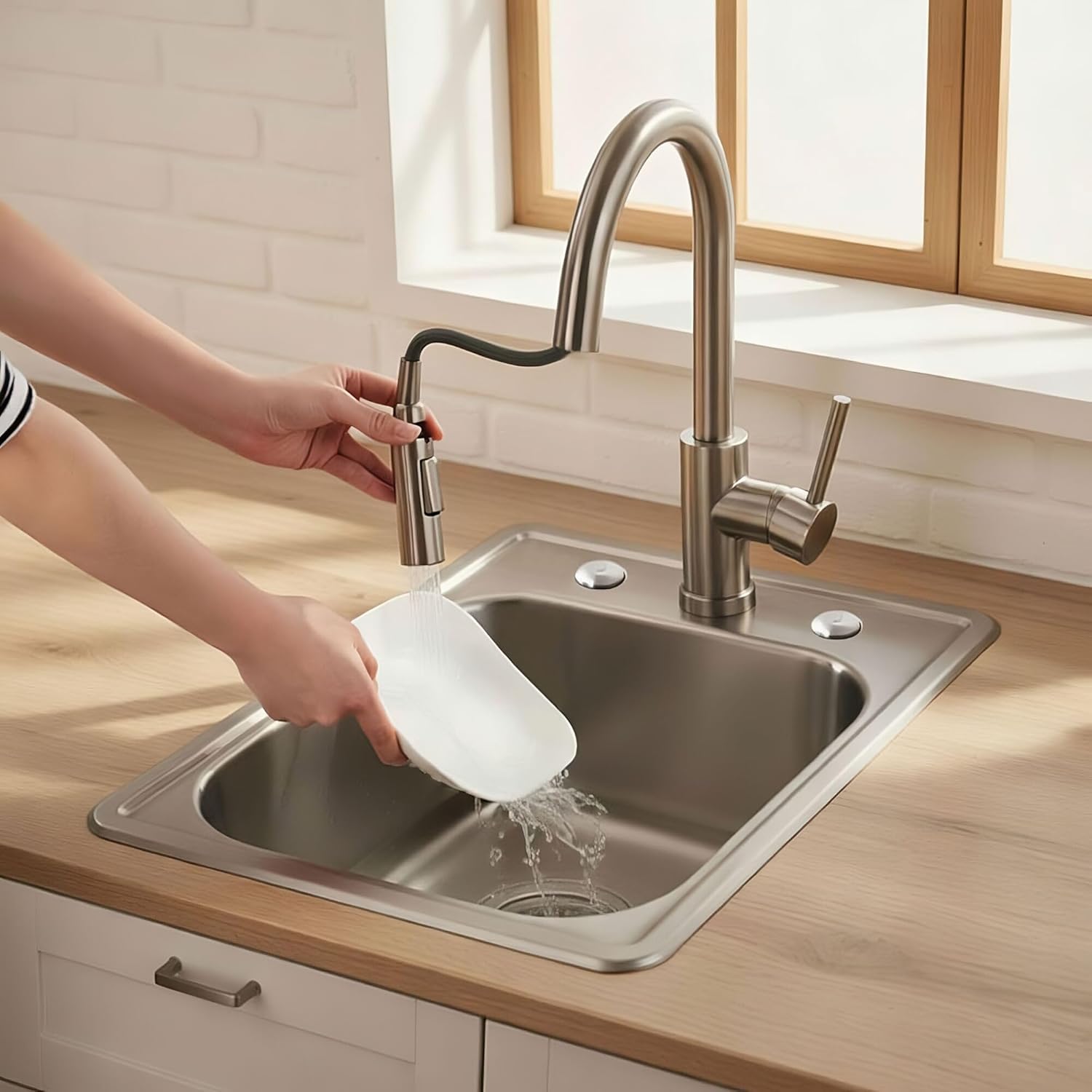 ORLANDO 17 X 22 inch Single Bowl Drop in Kitchen Sink, Topmount 3-Hole Stainless Steel Bar Sink with Basket Strainer