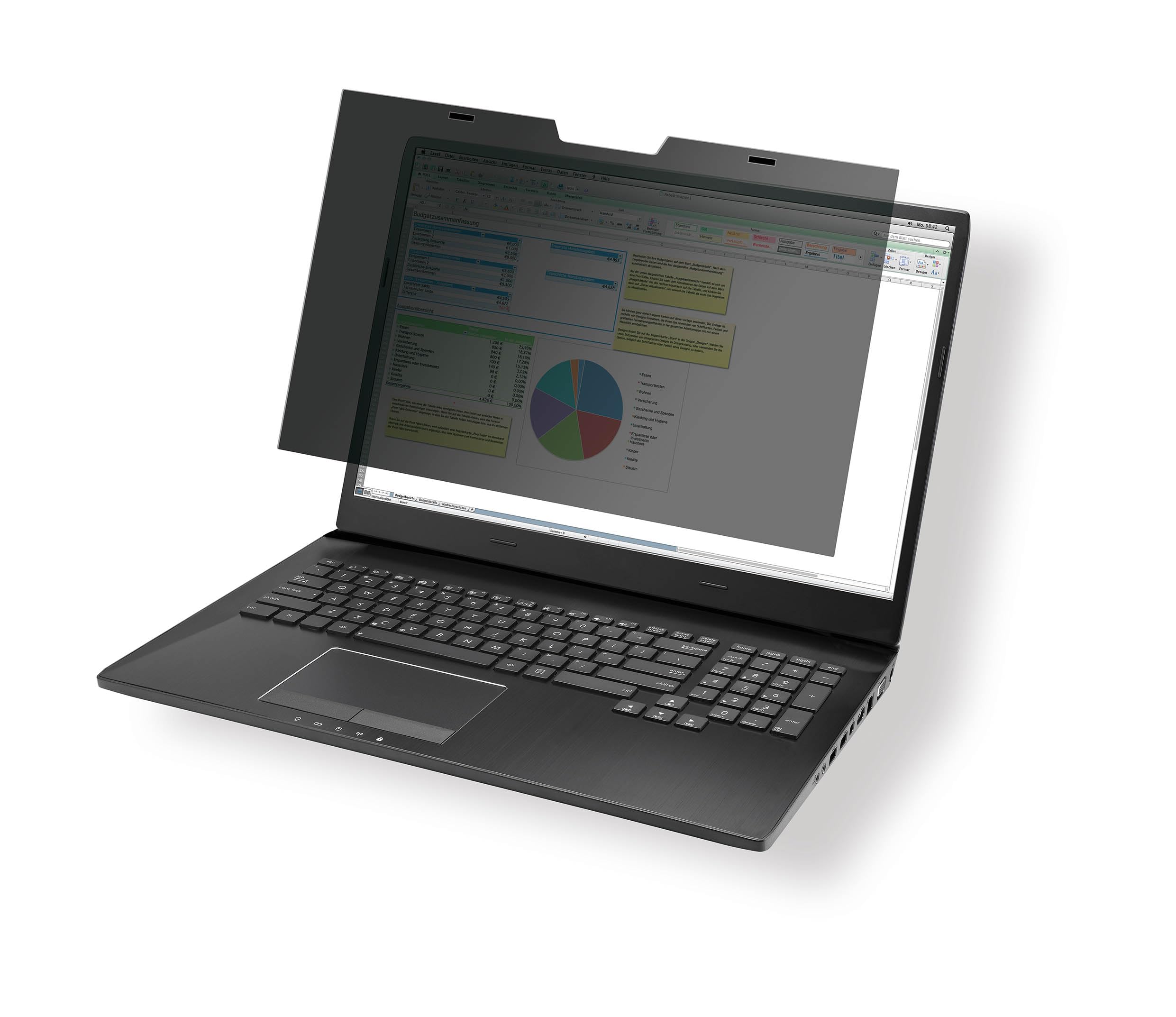 Durable Blickschutzfilter magnetisch für 14‘‘ 16:10 Bildschirme, Sichtschutzfolie Laptop inkl. Tasche und Reinigungstuch, grau/anthrazit, 513857