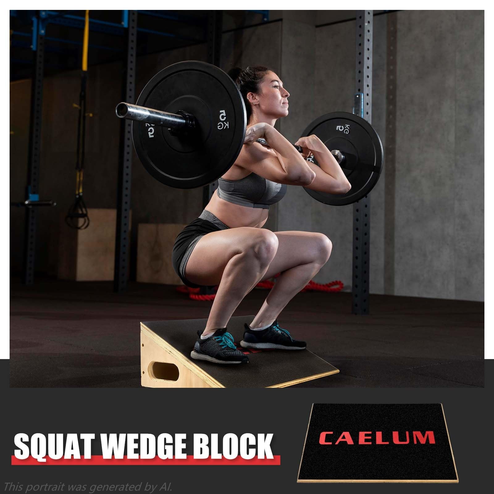 CAELUM Tabla inclinada de cuña para sentadillas, tabla inclinada de entrenamiento para sentadillas, estiramiento de pantorrillas, entrenamiento de rodilla sobre los dedos, bloque de cuña elevado de