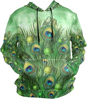 ZZKKO Peacock Feathers Hoodie for Pullover Long Sleeves Thin Workout Sweatshirts