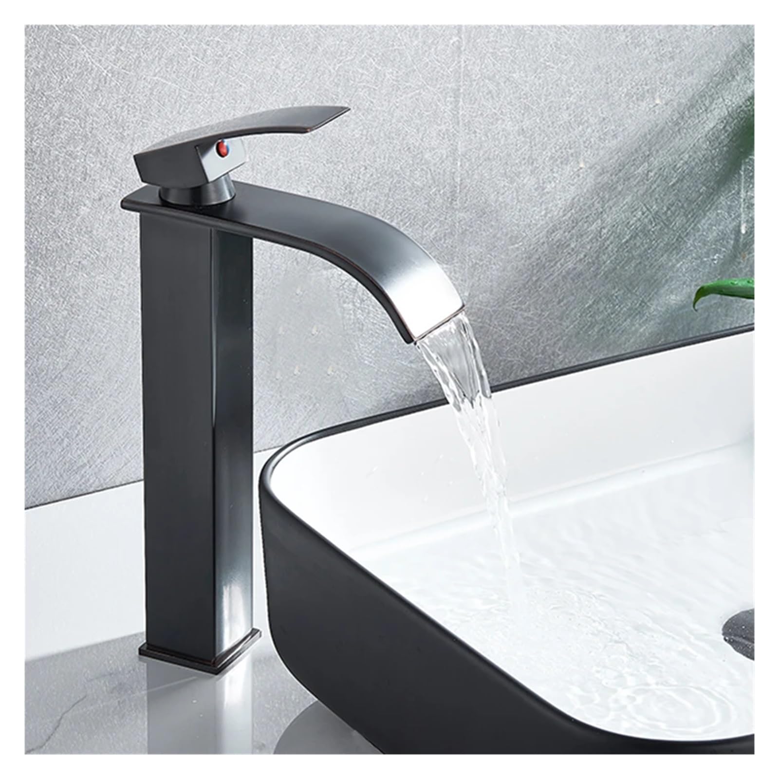 Grifo de lavabo grifo de lavabo de cascada de baño monomando negro mate alto