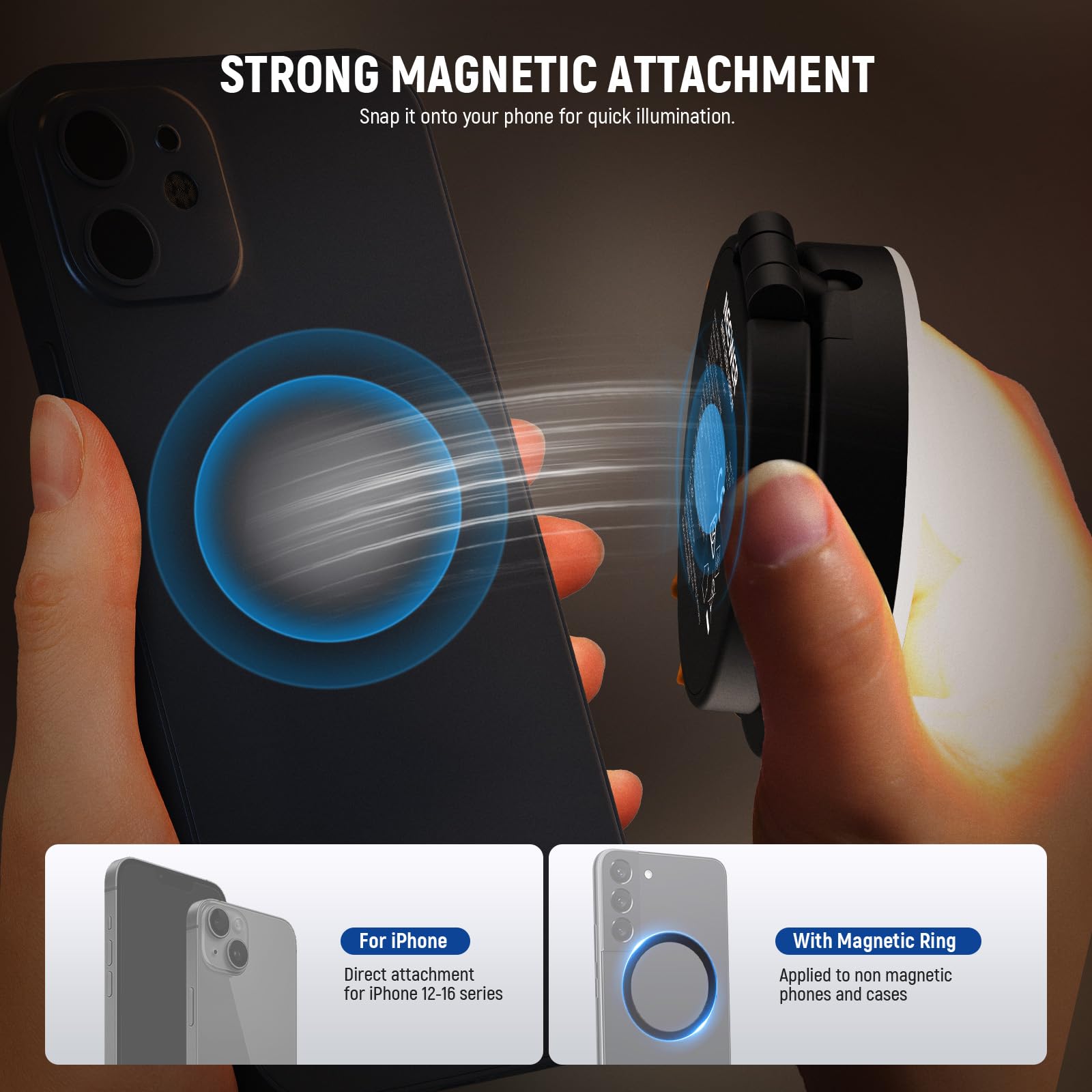 NEEWER WERSJA ENTRY LEVEL Magnetyczne światło do selfie kompatybilne z MagSafe iPhone, 4 tryby CRI95+ 914lx 1,5 W Plastikowe składane małe oświetlenie LED do napełniania telefonu do nagrywania
