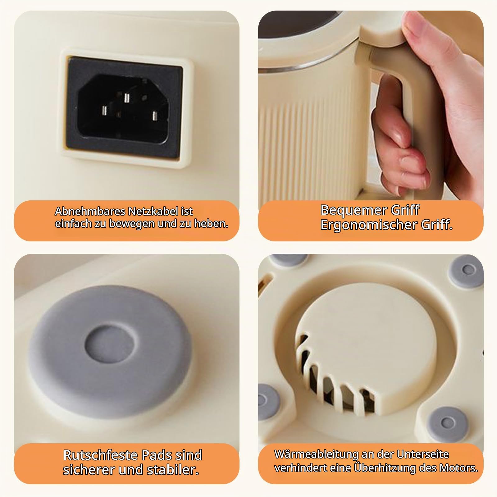 8-in-1 Sojamilch Maschine, Kuhmilchbereiter, Sojamilch Hersteller, Nussmilchmaschine mit 304 Edelstahl, Automatische Sojamilchbereiter, Pflanzenmilchbereiter, Touchscreen, Selbstreinigend (Weiß)