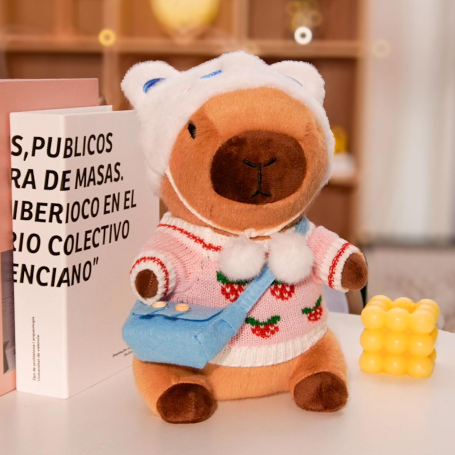 Capybara Plush Clothes & Accessories Set, 12 Pcs of Stuffed Animal Clothes for 12 in Capybara Plush Toys Dress Up (Yellow)