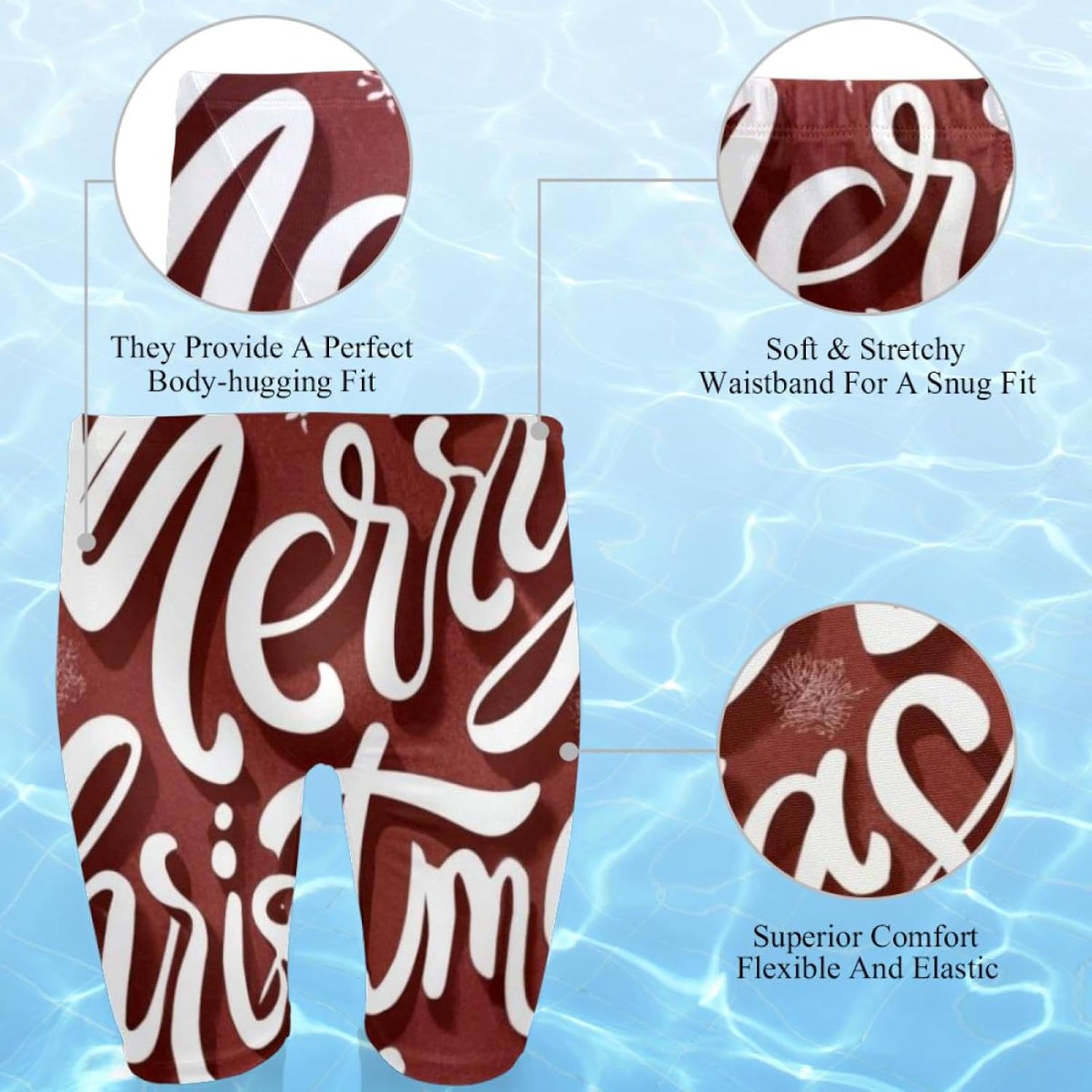 Happy Christmas Swimsuit Mens Swim Jammers Endurance Long Racing Training Swimsuit