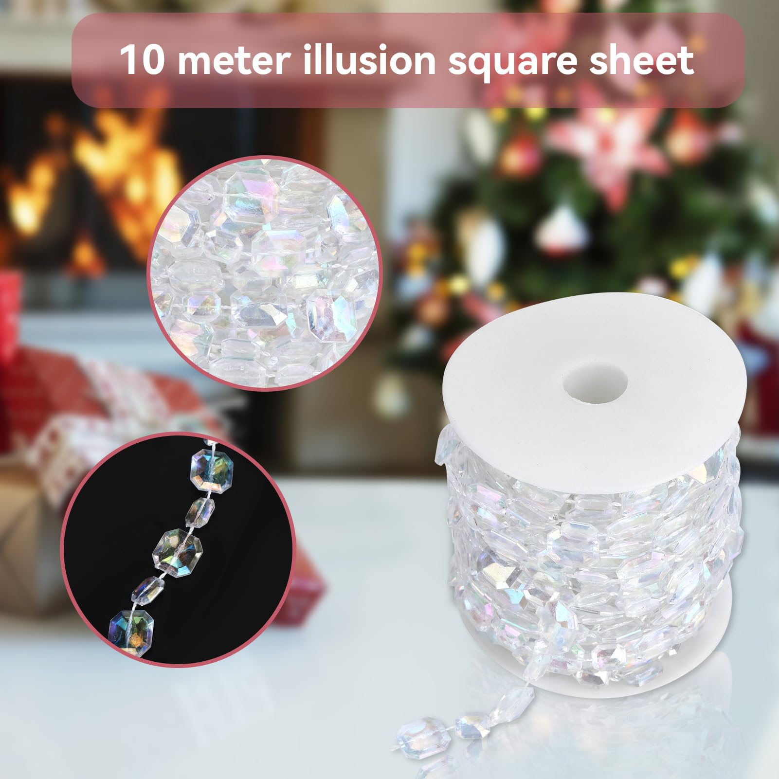 32ft Acrylic Crystal Beads Garland Chandelier Gem Beads Chain Hanging Crystals Strings Garland Trim Chain for Wedding Party Tree Decoration DIY Crafts - Image 3