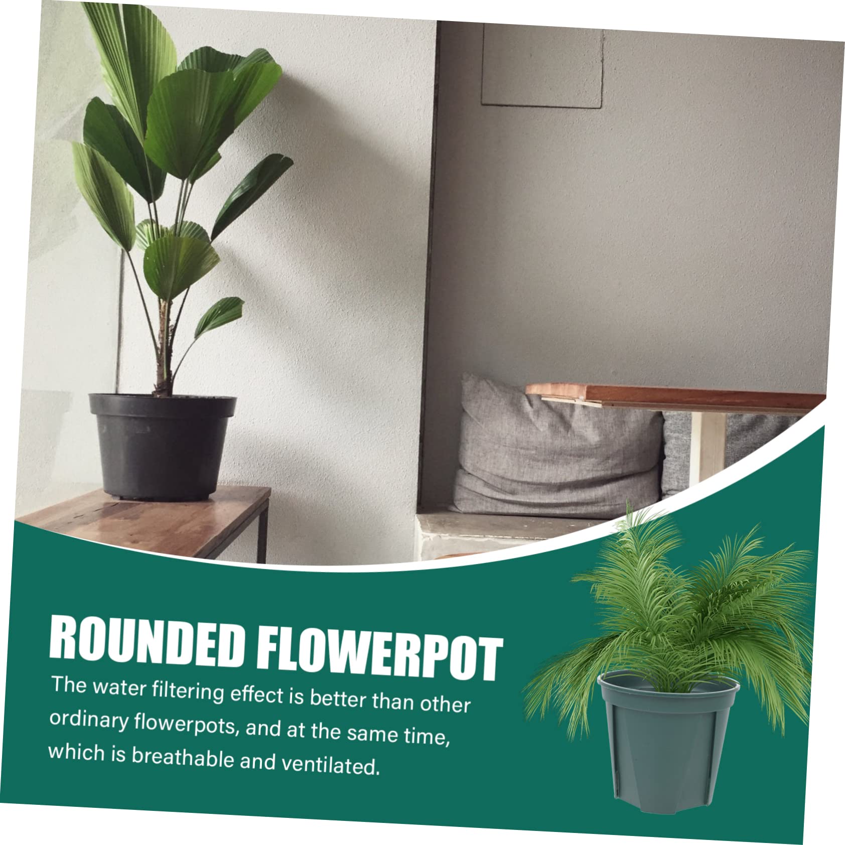 5 Pièces Lot de Pots de Fleurs Plastique Rond des Racines Respirant pour Plantes Vertes Intérieur Extérieur Jardin