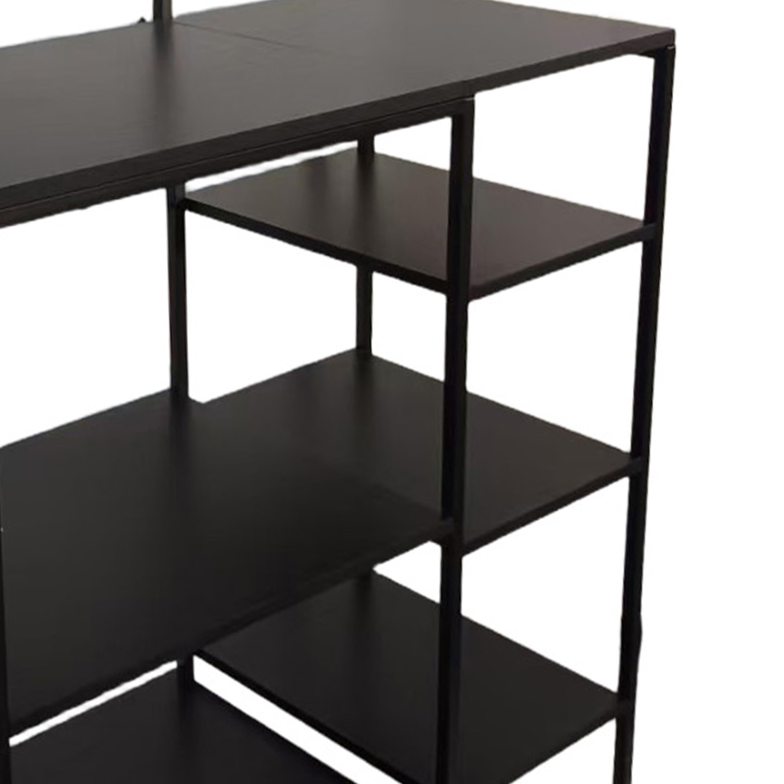 Relaxdays Mobile Cucina Effetto Legno con Presa USB, 151x82x40 cm, per microonde, Nero
