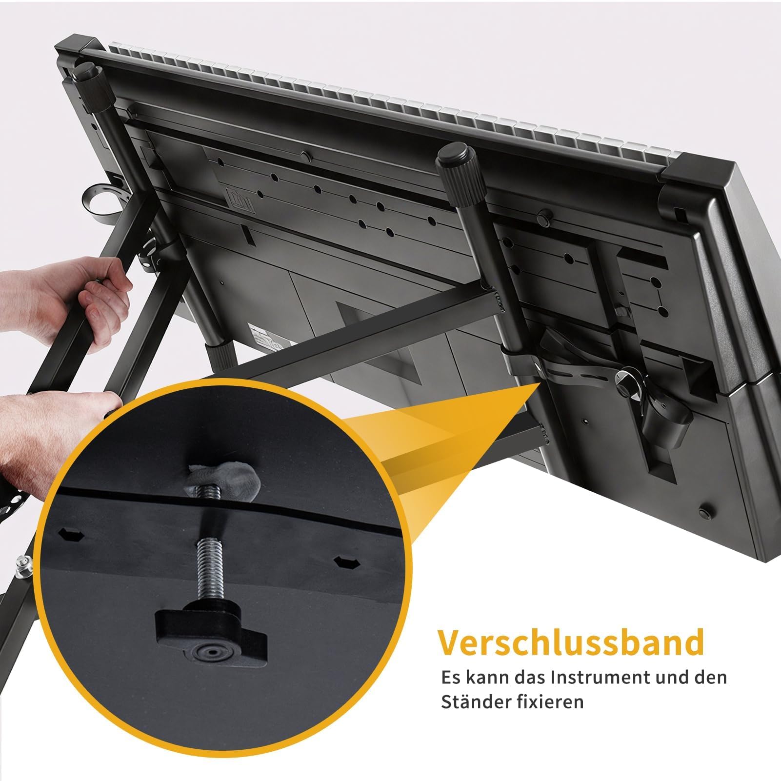 KingSaid Supporto Tastiera Doppia X per 61/76/88 Tasti – Stand Pianoforte Digitale Regolabile 49-97 cm, Struttura in Acciaio Antiscivolo, Pieghevole e Robusto, Capacità 30 kg