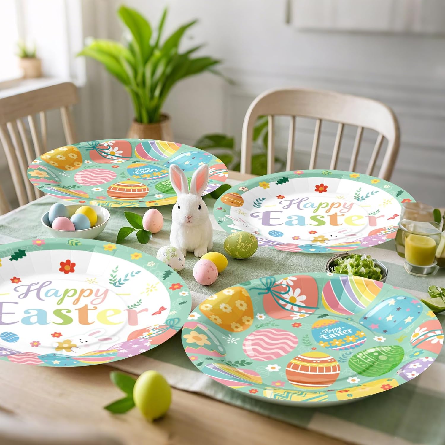 100Pcs Easter Oval Paper Plates and Napkins Set -10" x 12" Large Disposable Party Plates, Easter Party Supplies Dinnerware Set
