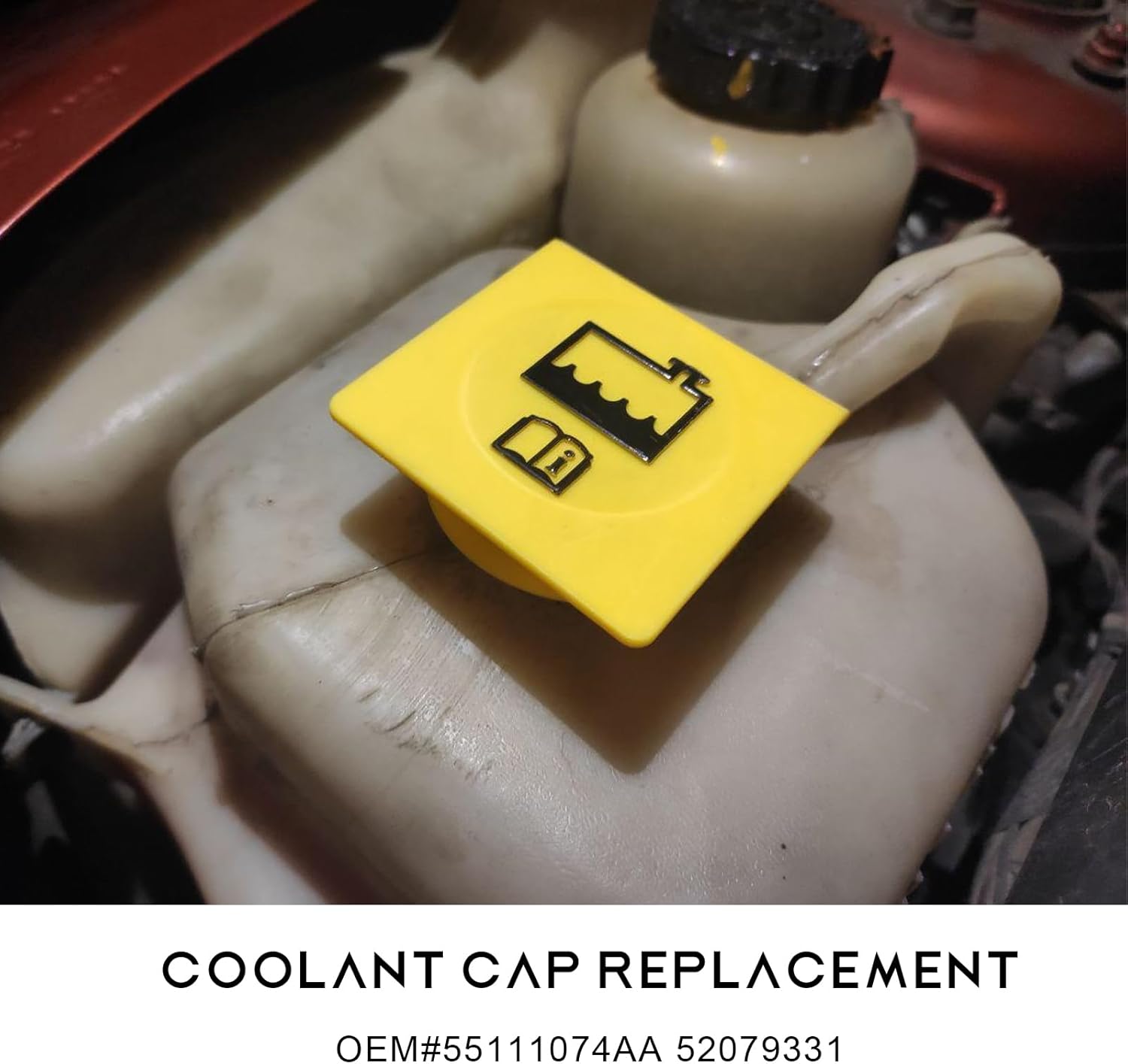 2 PCS Engine Coolant Reservoir Cap, Overflow Tank Cap Replaces OEM# 55111074AA 52079331, Engine Coolant Recovery Bottle Caps for Voyager Wrangler Grand Cherokee, Car Accessories