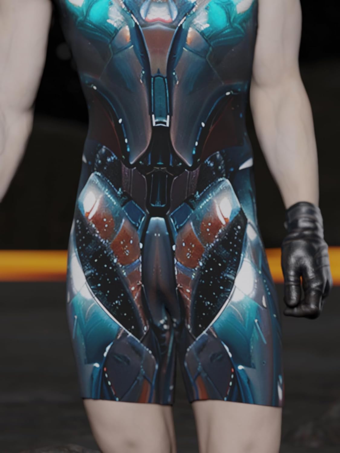 Hautico Futuristic Robotic Summer Costume Bodysuits for Men – Cyborg Superhero Costumes for Burning Man, Sleeveless