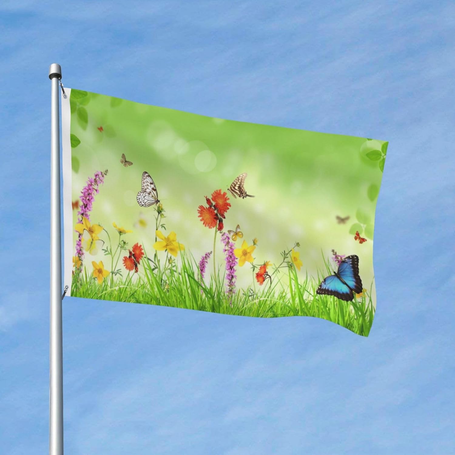 Spring Flowers Butterflies Green Grass Flag 3x5 Ft Anti-Fading Outdoor Yard Flag Double Sided Banner Garden Decor For Outside, Lawn, Porch, Balcony - Image 7