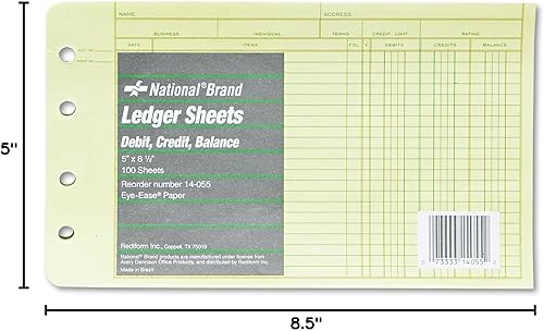 Miniatura 5 de Rediform Hojas adicionales para carpeta de libro mayor de 4 anillas, 5 x 8.5 pulgadas, 100 por paquete (14-055)