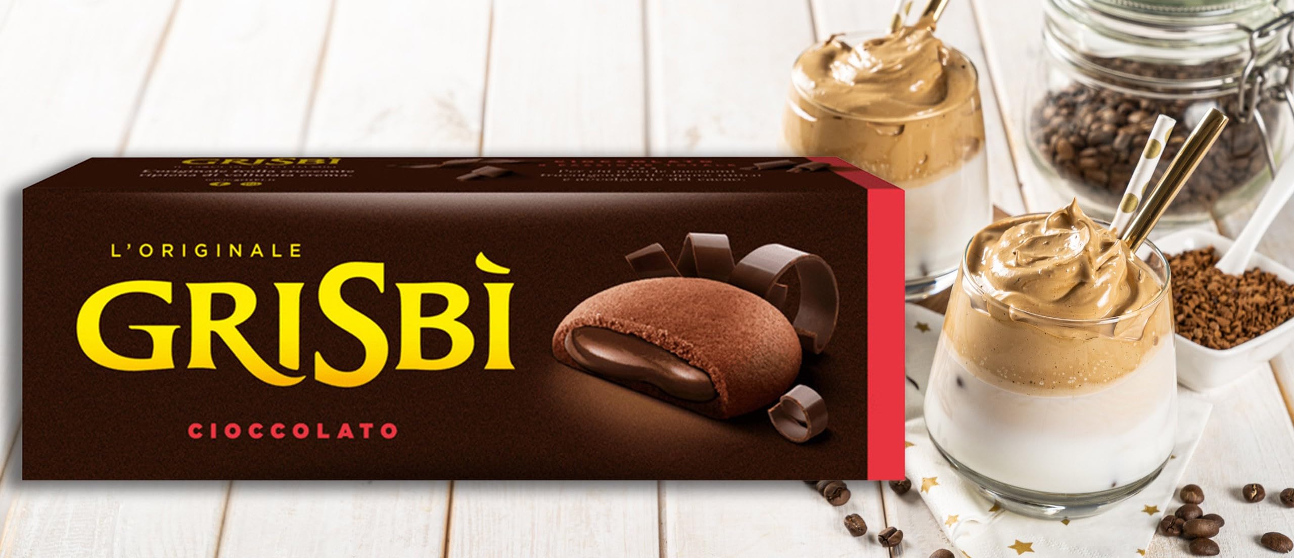 MATILDE VICENZI Grisbi Cioccolato - Bizcocho italiano relleno de chocolate 150g x 12 paquetes