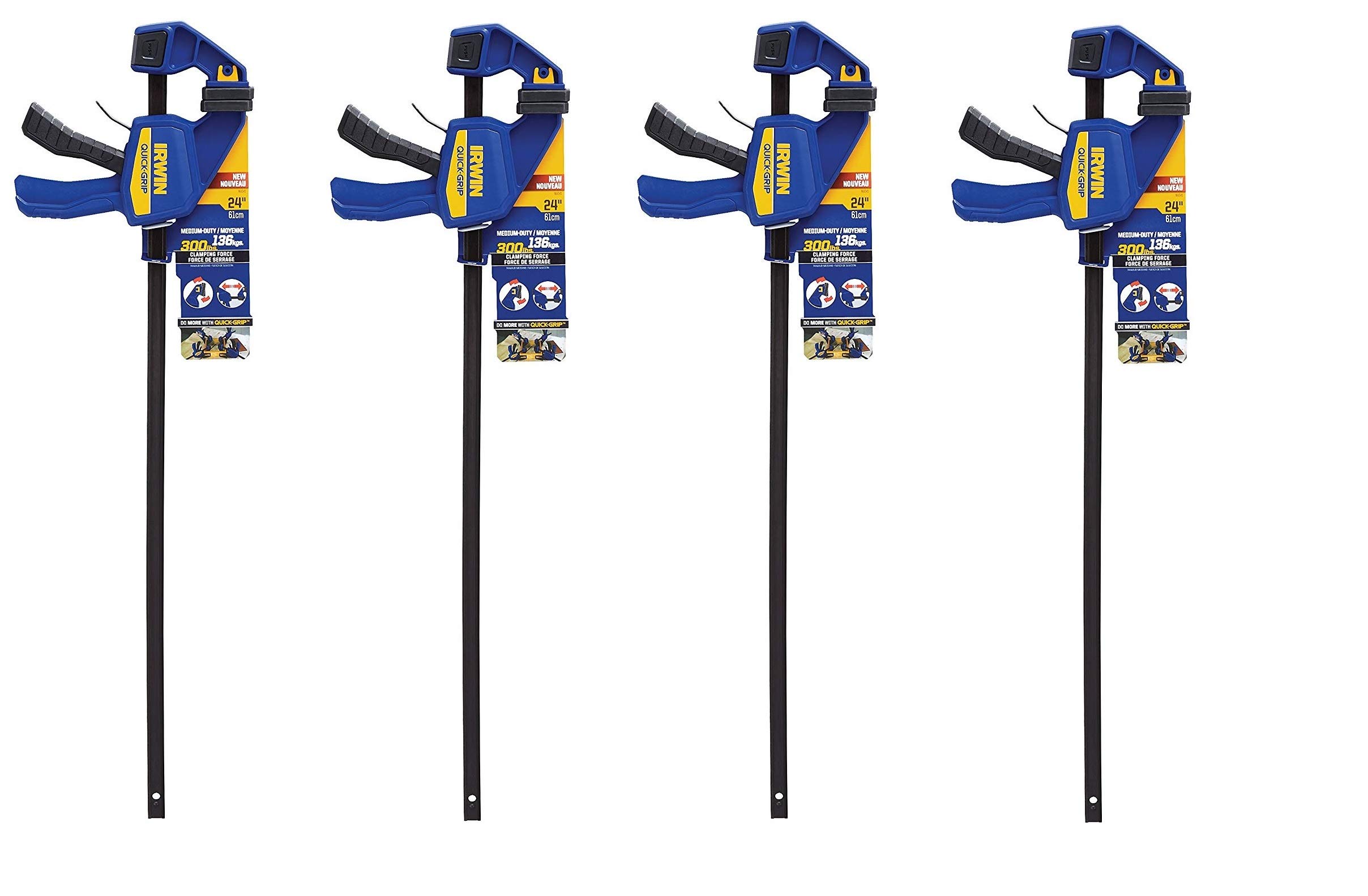 Photo 1 of ***MISSING PARTS***
IRWIN QUICK-GRIP One-Handed Bar Clamp/Spreader SL300, 24", 4 Pack, 1964720