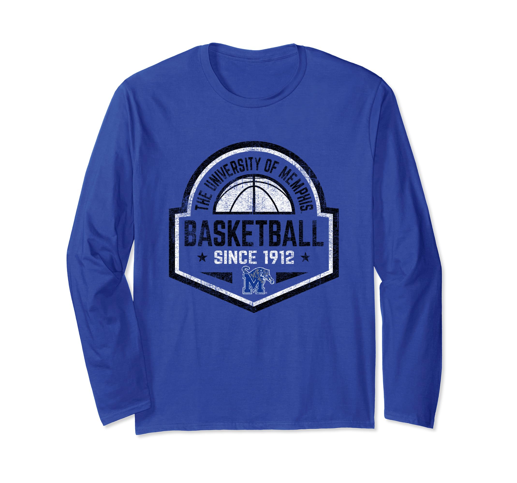 Memphis Tigers Basketball Vintage Perimeter Royal Blue Long Sleeve T-Shirt