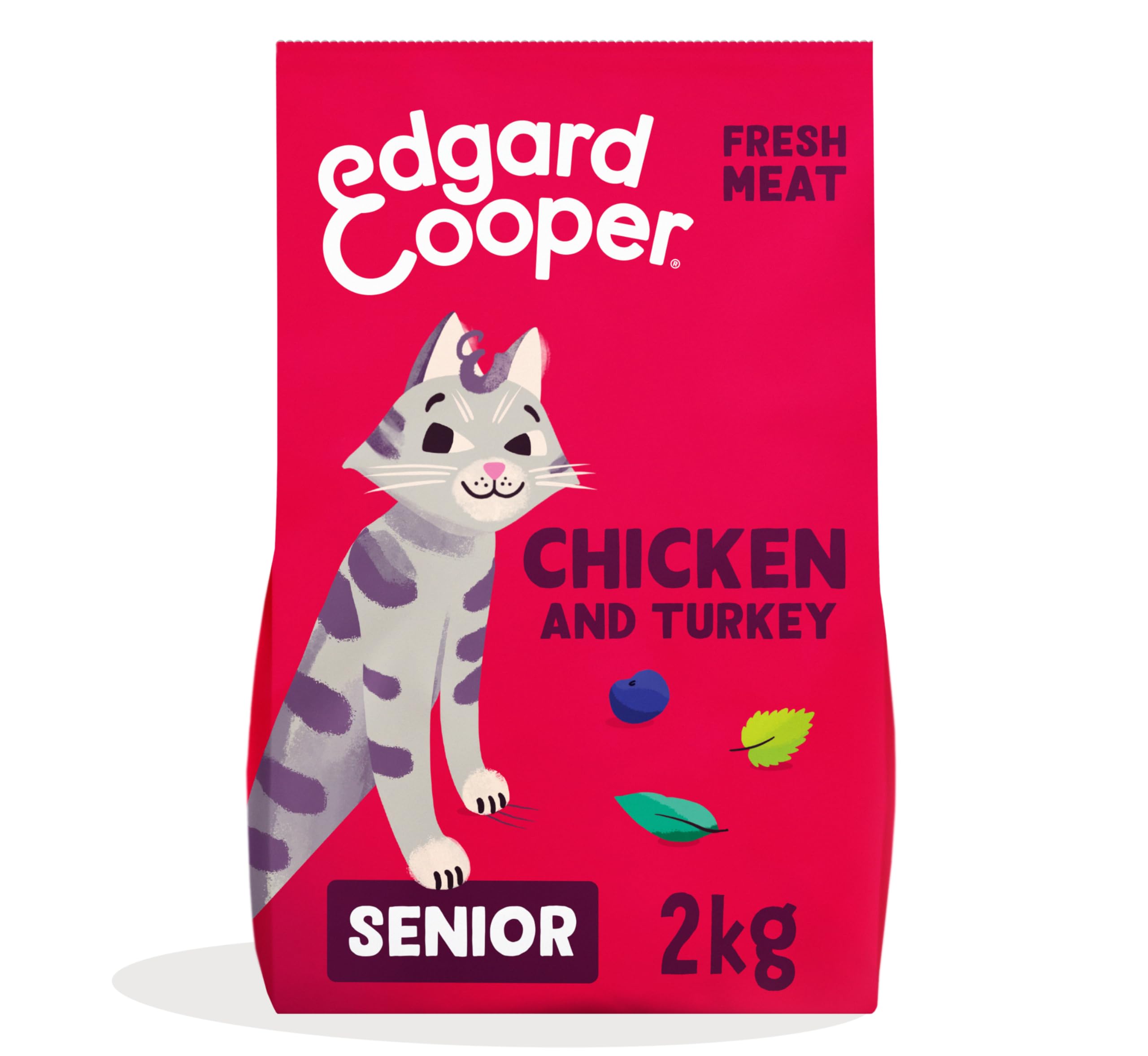 Edgard & Cooper Comida gatos Senior, (Pavo & Pollo, 2kg), Pienso gatos Esterilizados y Activos, Sin Cereales, Ingredientes Naturales, Carne Fresca, Hipoalergénico, Sin azúcares añadidos
