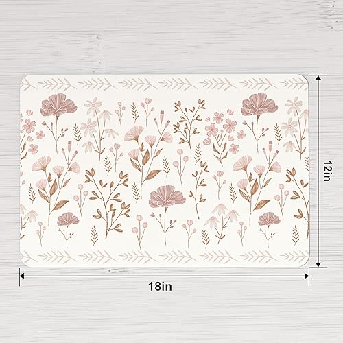 Miniatura 2 de QIYI Juego de 6 manteles individuales de piel sintética de 12 x 18 pulgadas para cocina y comedor, resistentes al calor, antideslizantes, florales,