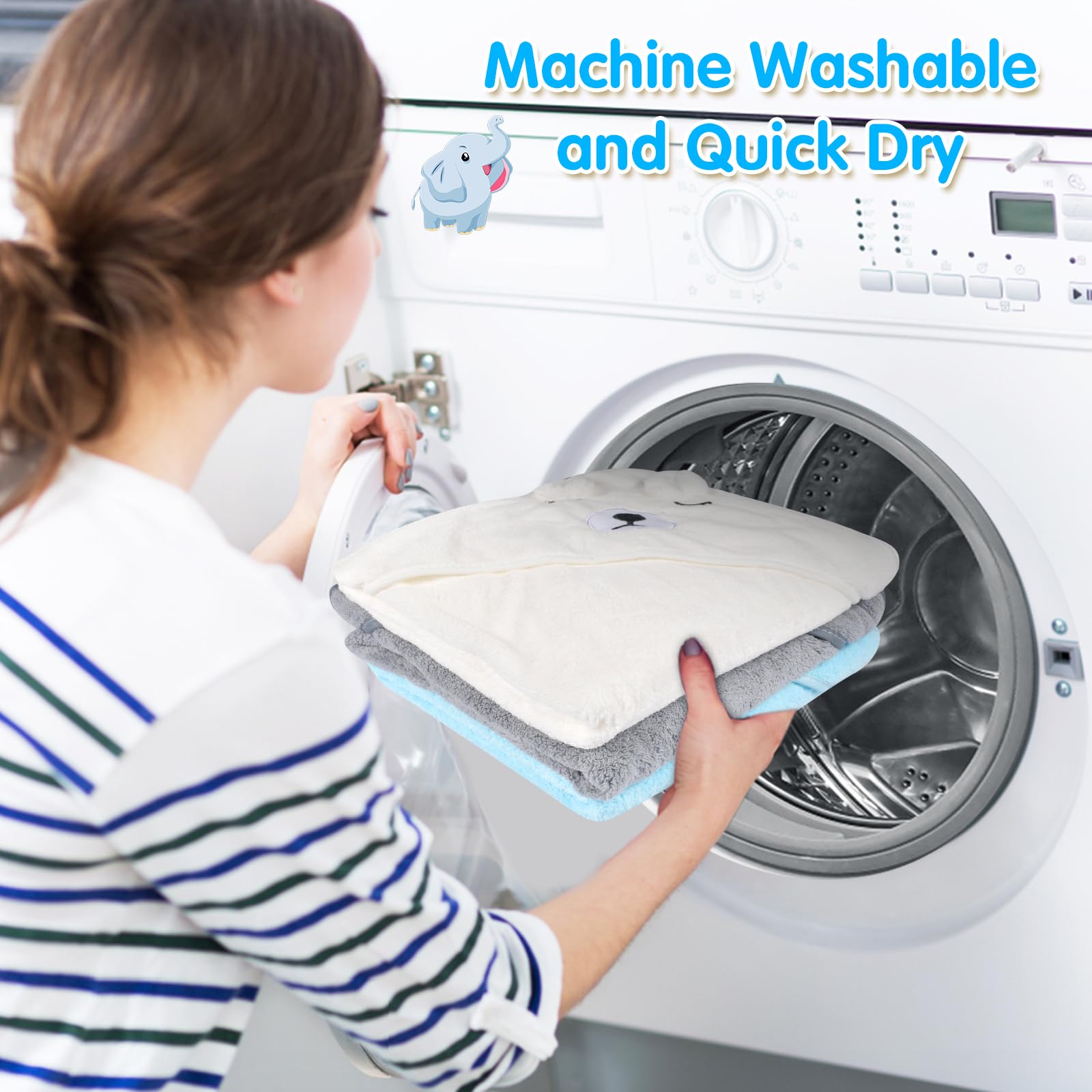 3PCS Capa de Baño con Capucha para Bebé, Toalla con Capucha para Bebé,80 x 80cm Fibra Orgánica de Bambú, Extra Suave Absorbente, Transpirable Toalla de Bebé para Niños, Nacimiento 0-3 Años