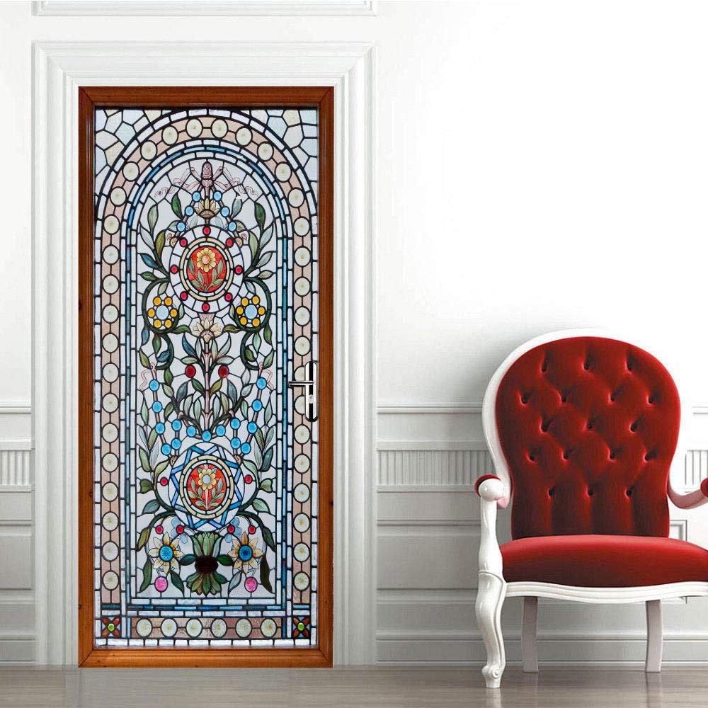 Adesivi Per Porte Adesivi Murali 3D In Pvc - Bellissimi Fiori Bianchi - Adesivo Rimovibile Autoadesivo Effetto Trompe L'Oeil Per Arredo Cucina Camera Da Letto 80X200 Cm - Decorazione Della Porta Post