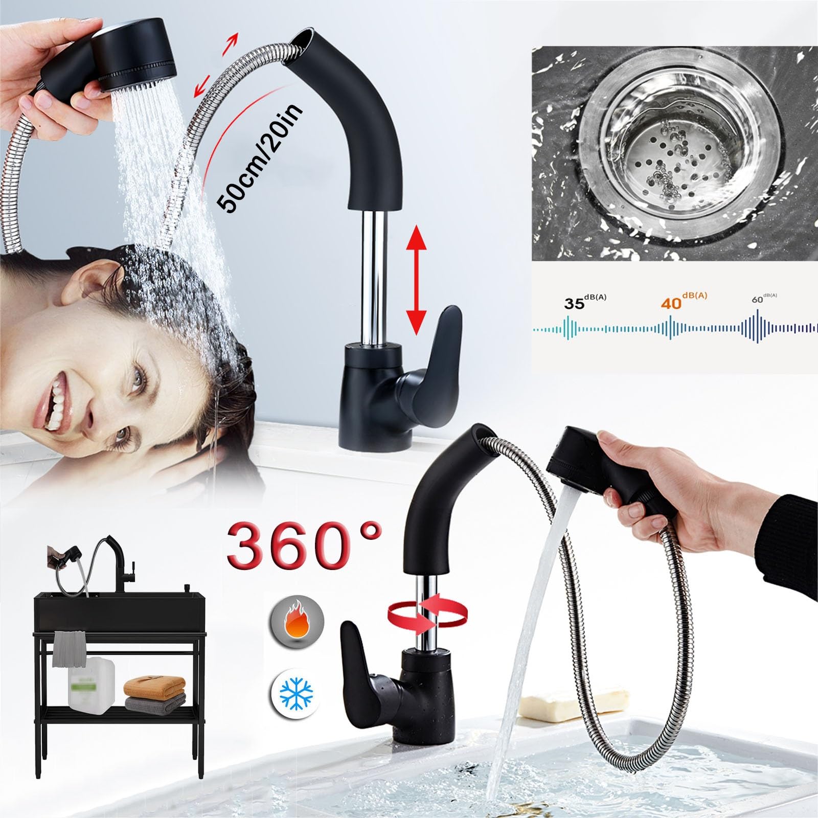 Edelstahl Waschbecken Ausgussbecken, Camping Spüle Spülbecken Küchenspüle, Freistehende Spüle Mit Wasserhahn Für Waschküche, Haushaltsspüle Set Mit Seifenspender Und Abtropfgestell