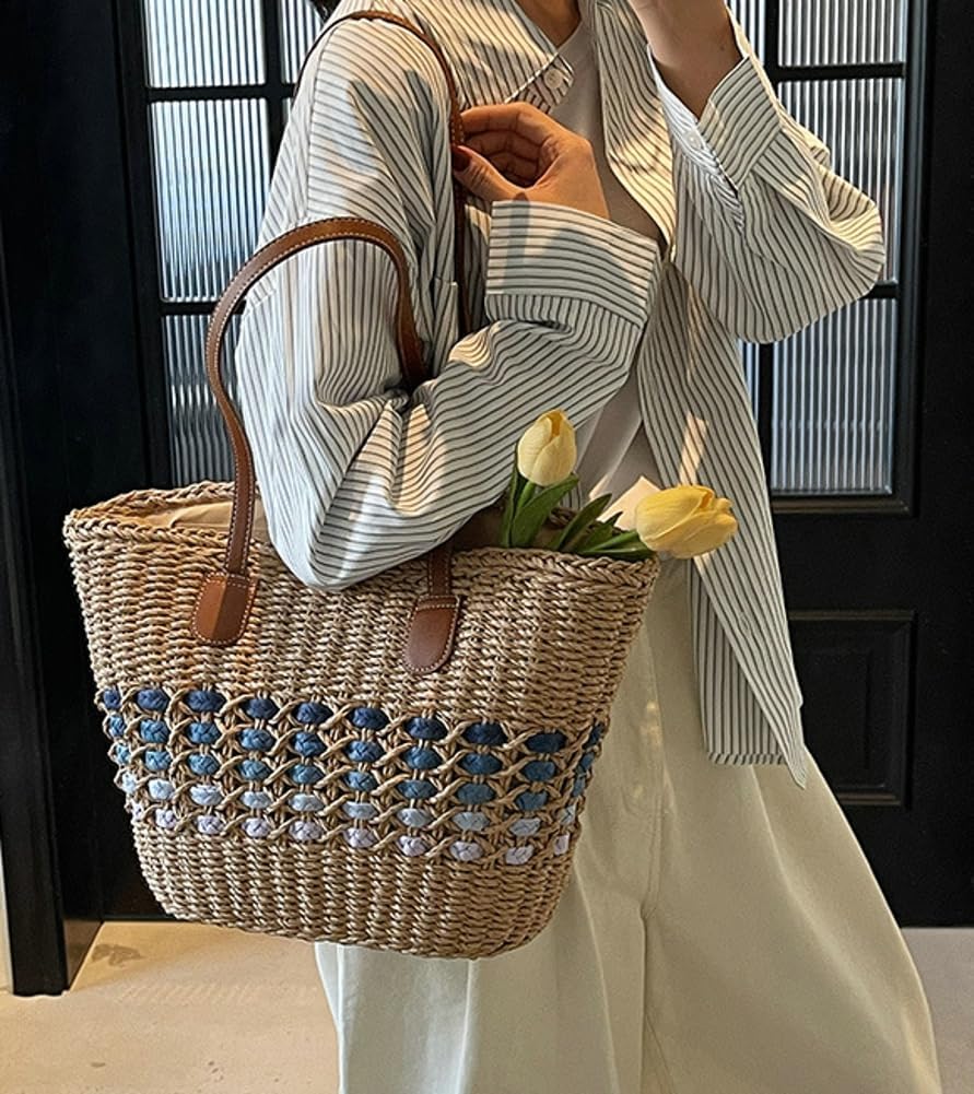 Women’s Tote Bag Straw Beach Shoulder Handbag Fashion Purse 2026 Summer Vacation Travel Woven Top Handle Bag - Image 7
