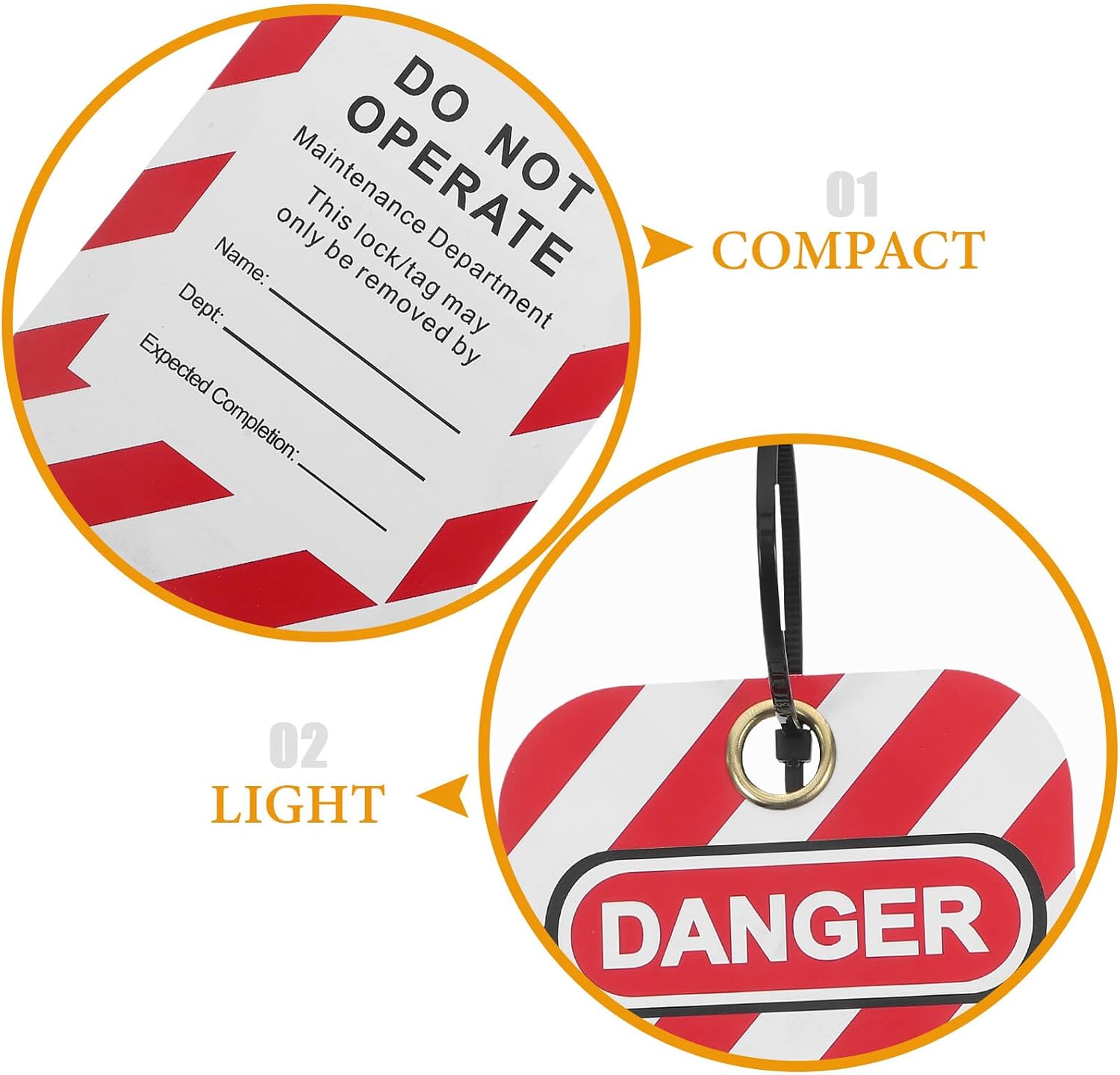 Warning Lockout Tags with Zip Ties, Do Not Operate Equipment Safety Labels, 10pcs Industrial Lockout Tagout Tags for Maintenance and Repair