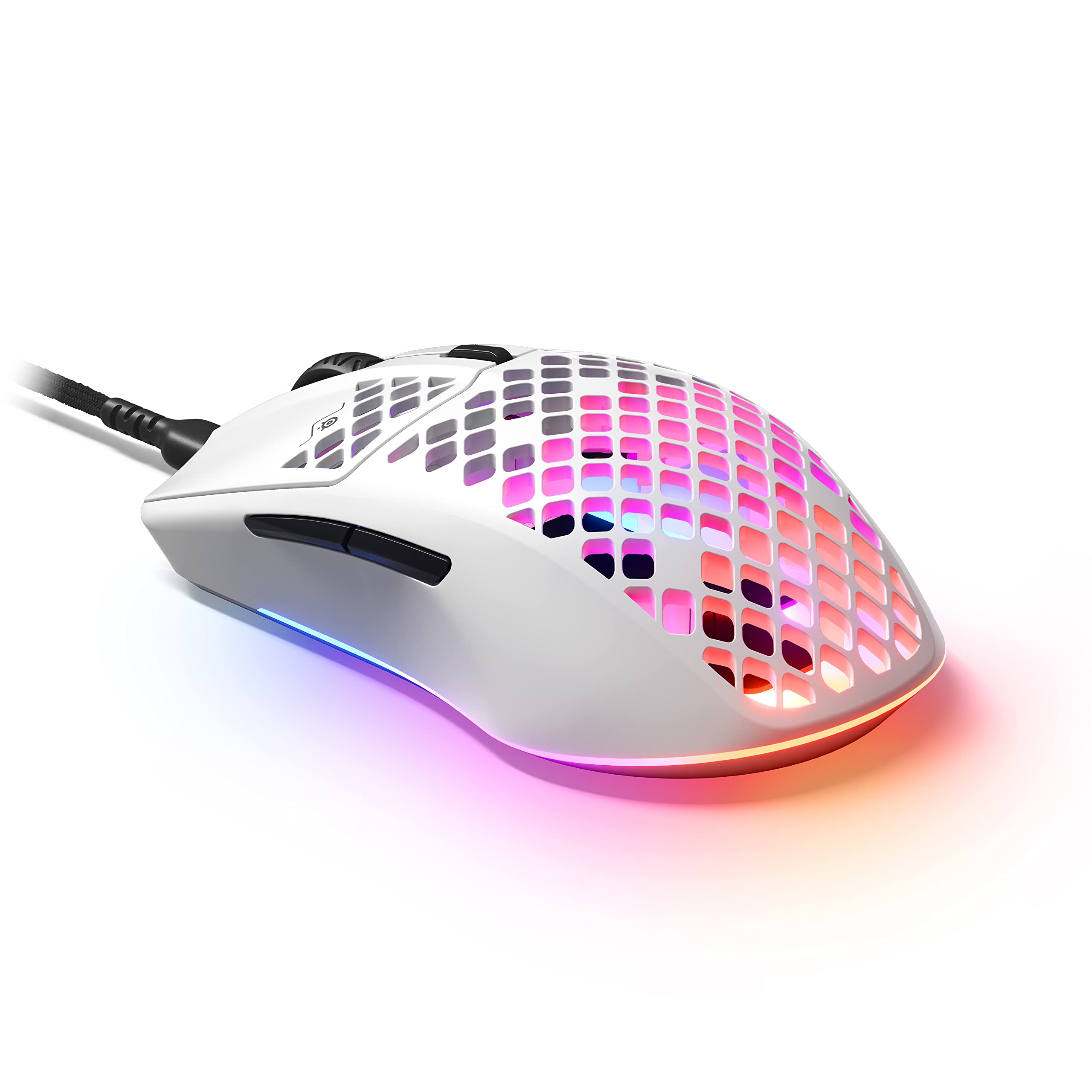 SteelSeries Aerox 3 - Souris gaming RGB perforée - Conception étanche ultralégère - Capteur optique TrueMove Core 8 500 DPI - Snow