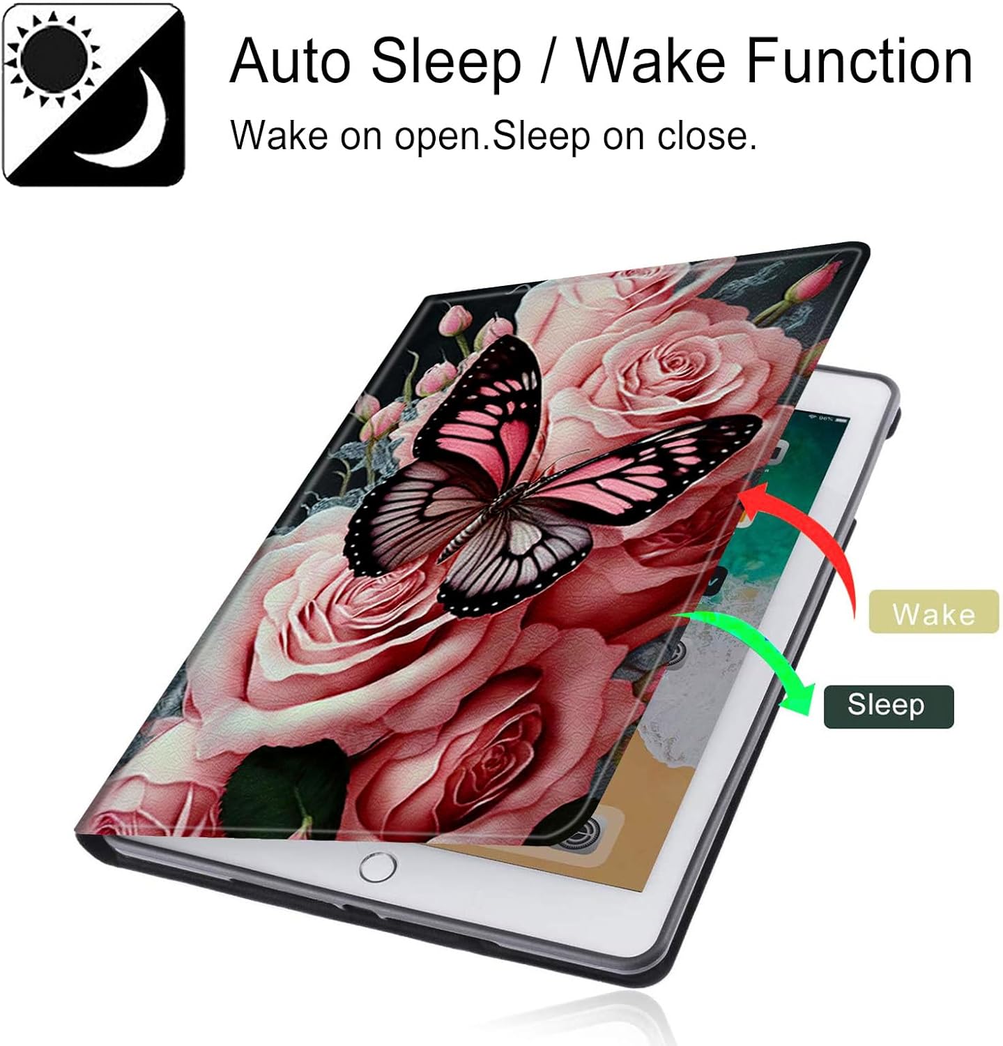 for All-New Fire HD 10 Tablet Case (13th Generation 10.1 inch 2023 Release) with Adjustable Stand & Auto Wake/Sleep Feature Smart Protect Cover Case - Pink Flower Butterfly