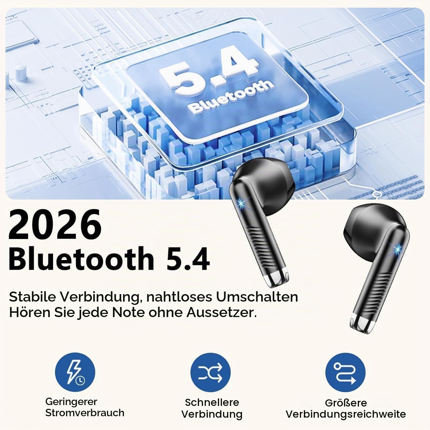 Kopfhörer Kabellos Bluetooth 5.4, 2026 Neu In-Ear Bluetooth Kopfhörer