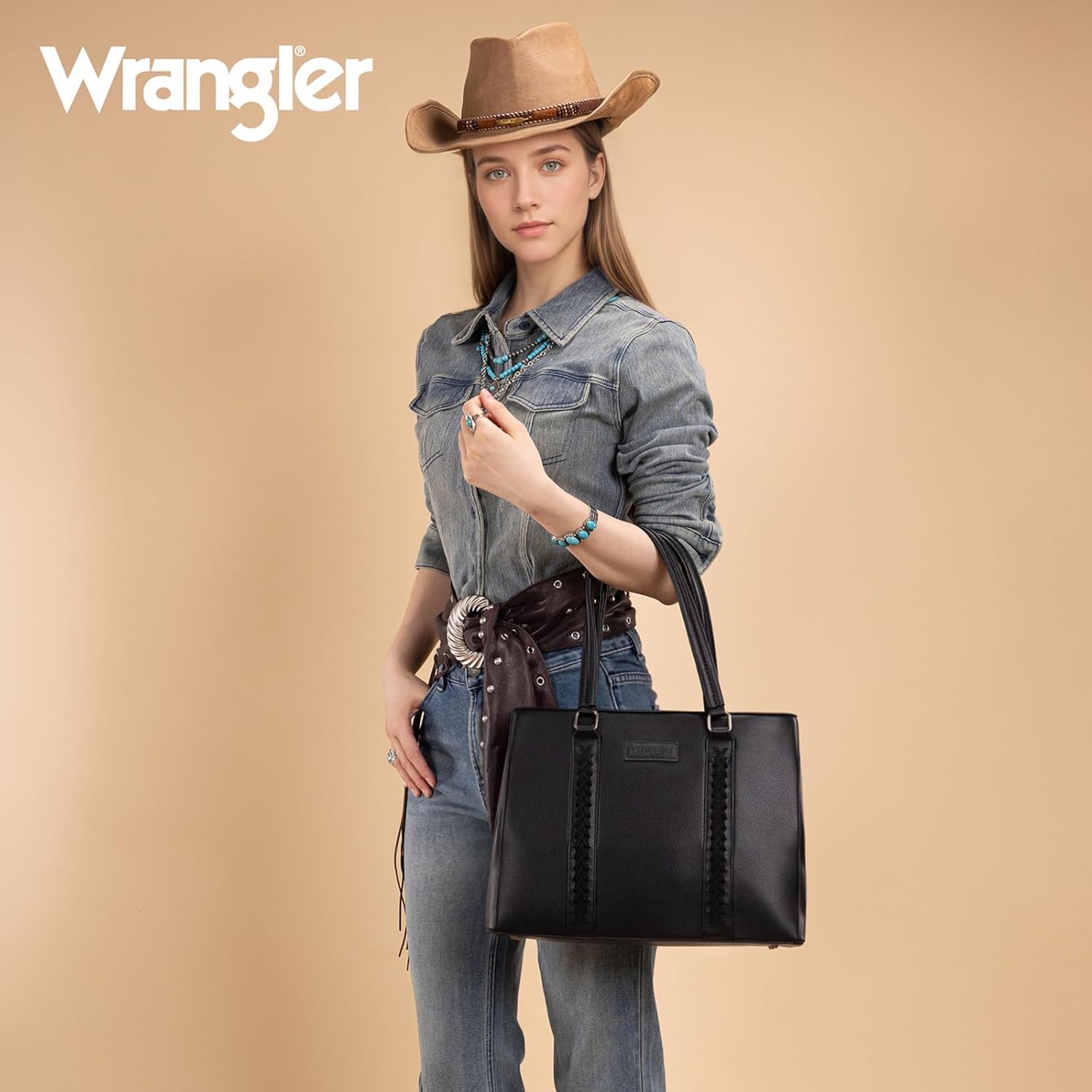 Montana West Wrangler Tote Bag for Women, Double Compartment Purse,Whipstitch Handbag fit for 13.5" Laptop - Image 7
