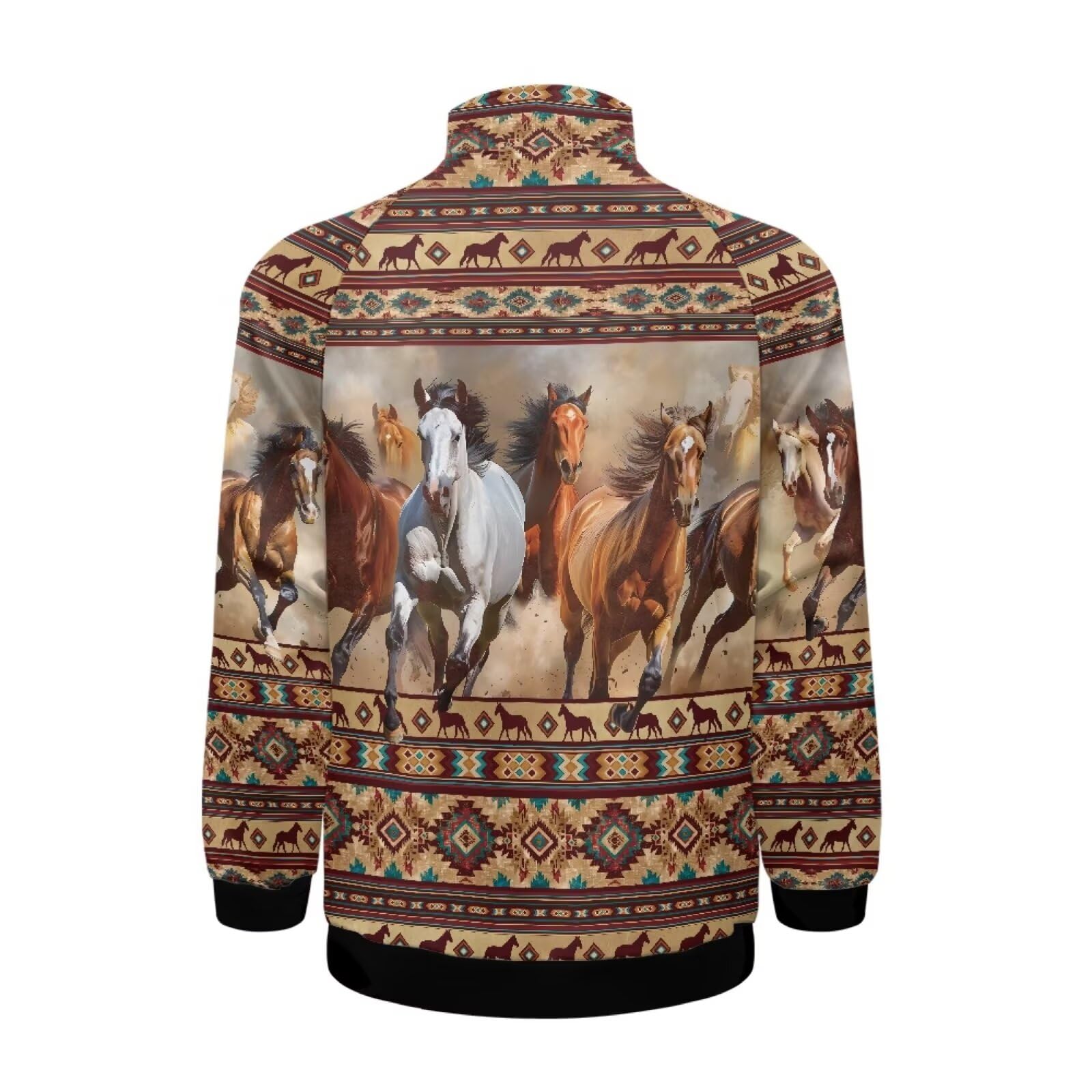 Binienty Western Brown Horse Men's Jacket Zip Up Sweatshirt Fall Outfit Warm Hoodies Coat Athletic Running Sweatshirt,Size M