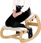 Predawn Adjustable Ergonomic Kneeling Chair, Rocking Wooden Chair with Linen Cushion forHome Office, Desk Work & Meditation (Black)