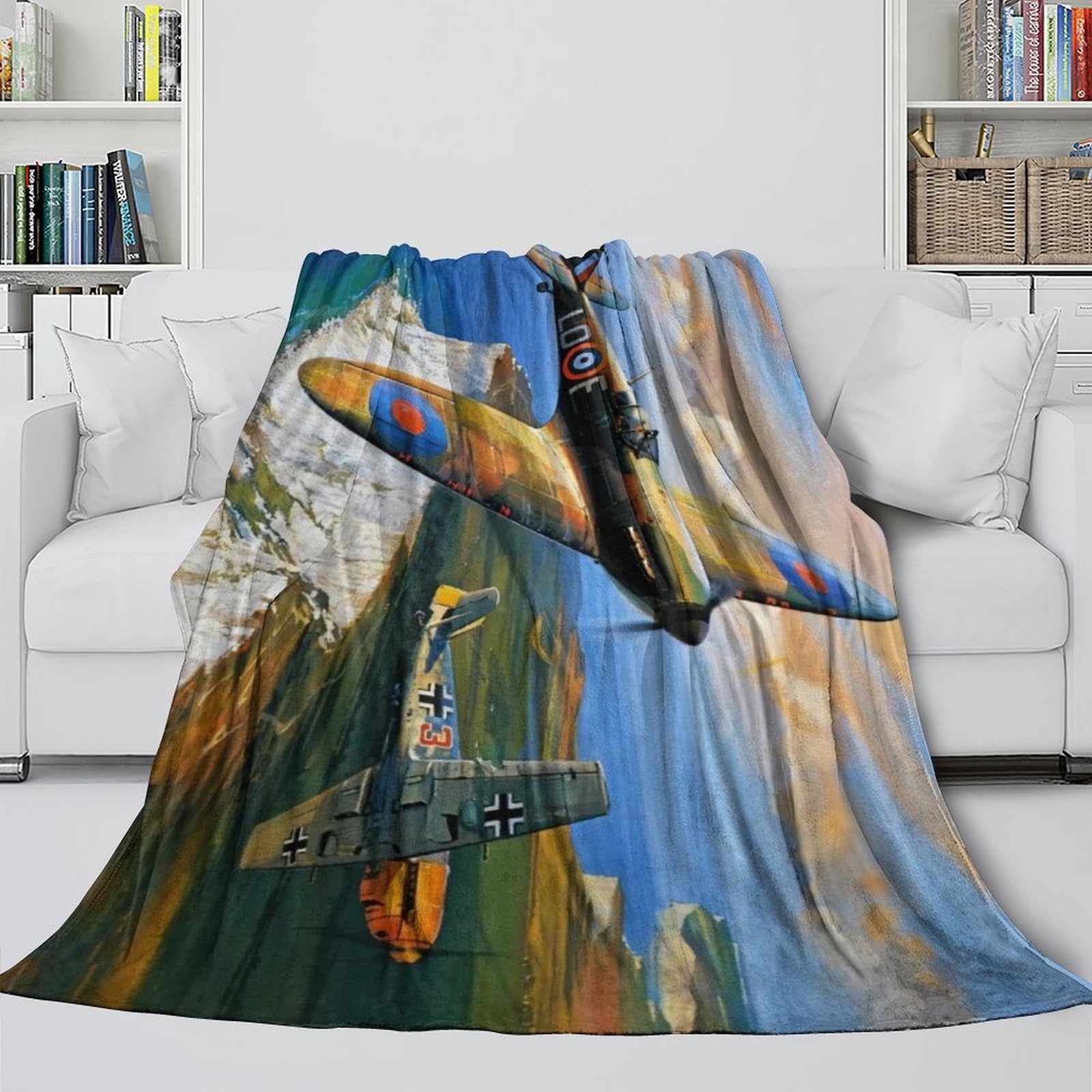 Mjasvndfo Style-6 British Spitfire Fighter Cozy Blanket - Military Blanket For Sofa Bed Chair Crib - Blanket For Birthday Gift For Hubby Boyfriend Girlfriend Neighbor All Seasons 50X60inch(127X152cm)