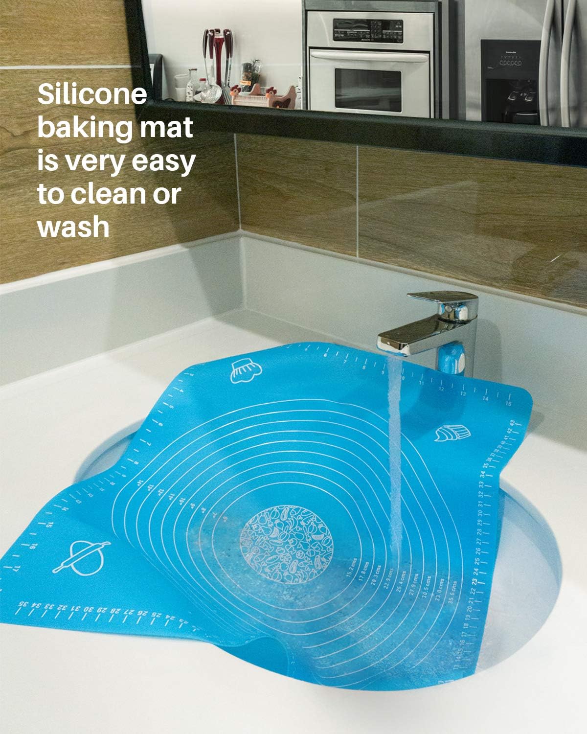 Silicone Baking Mats with Measurements, Large Full Size 20 x 16 Inch Non-stick Pastry Mat for Rolling Dough (Non-slip, BPA-Free, Heat Resistant), with Dough Scraper, Suitable for Beginners by MoHern