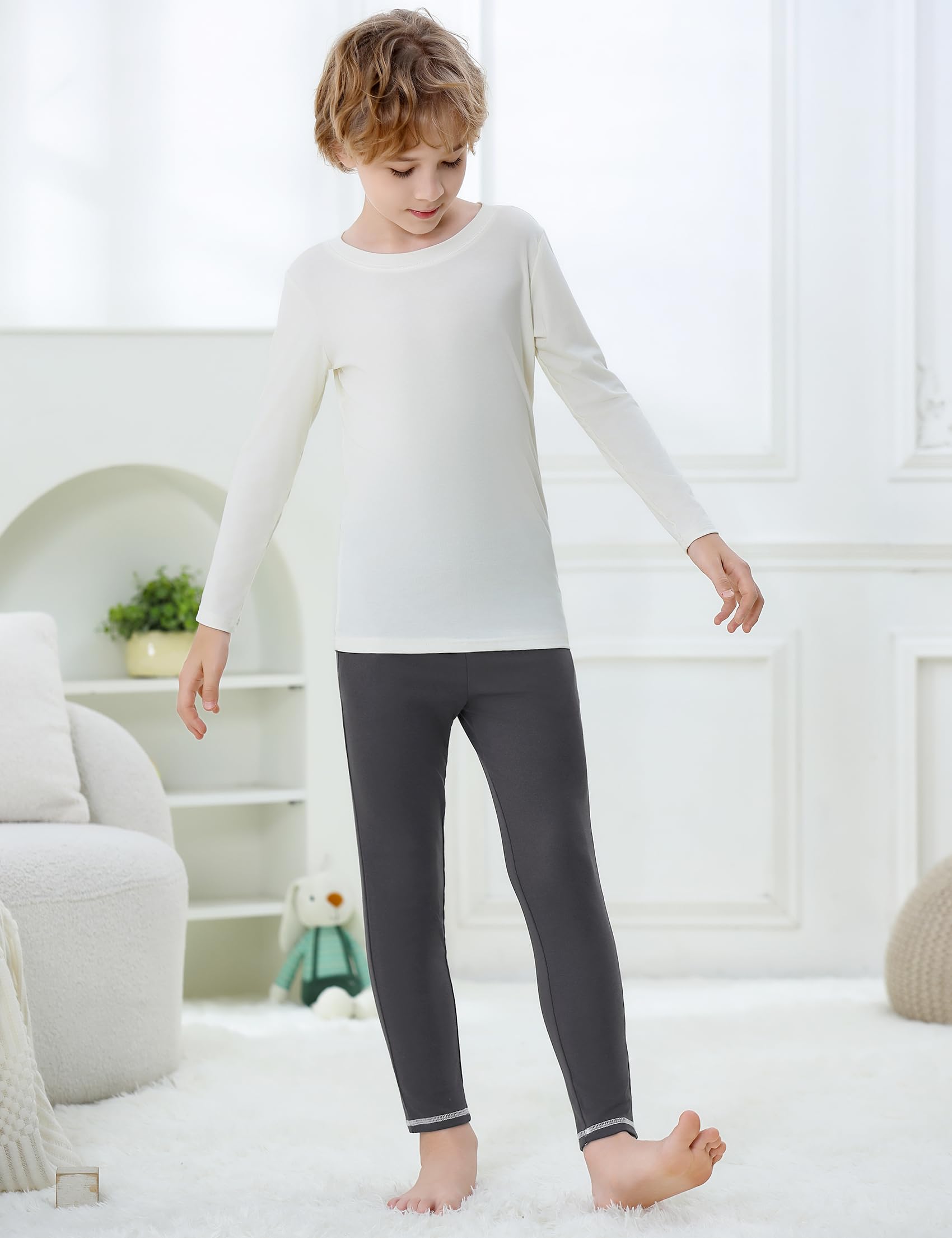 Terecey Pantalon Thermique Enfant en Coton sous-vêtement Thermique pour Garçon et Fille Pantalons de Ski Caleçon Long Legging Thermique