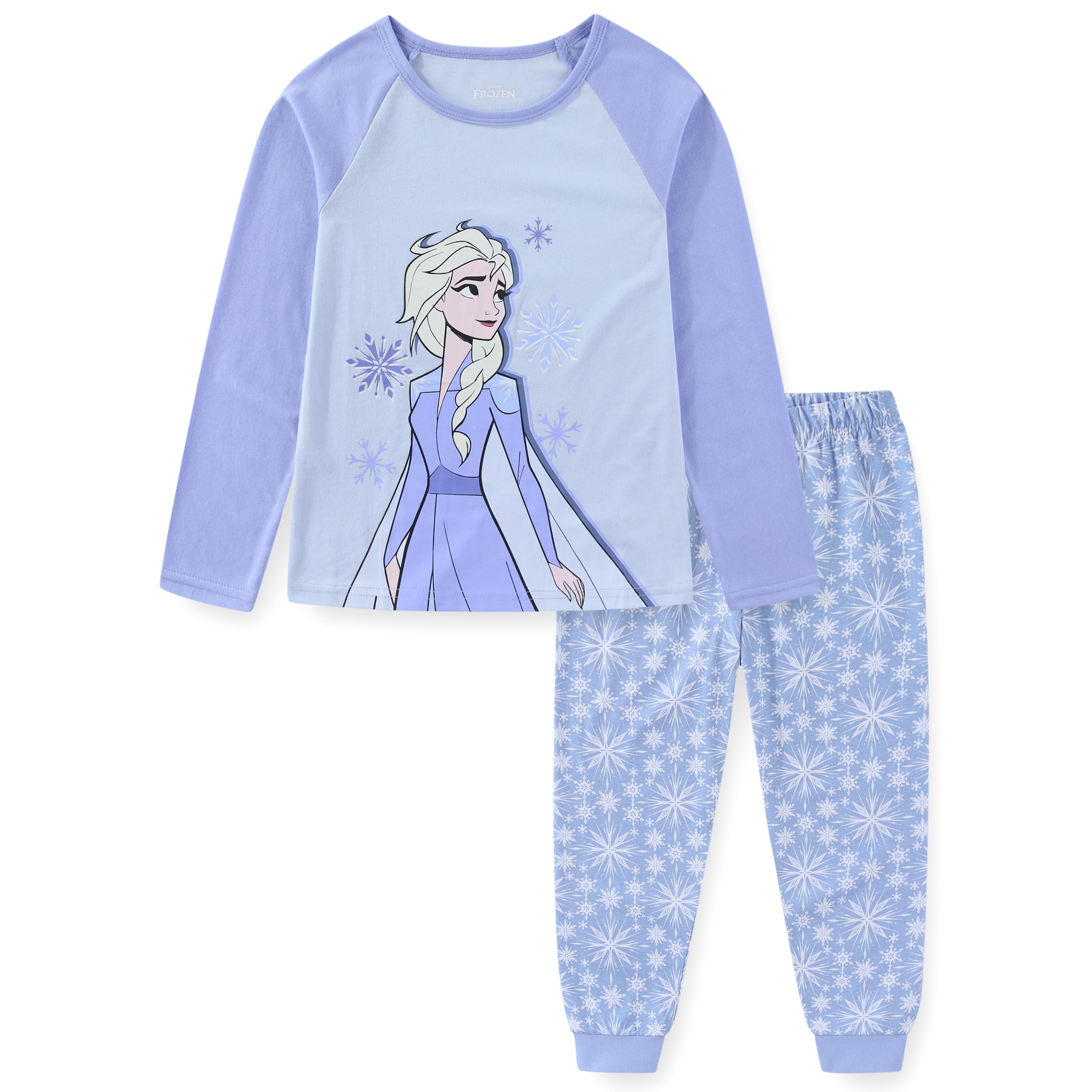 Disney Frozen Girls - Camicia a maniche lunghe e pantaloni in spugna francese, 2 pezzi, per bambini piccoli e grandi
