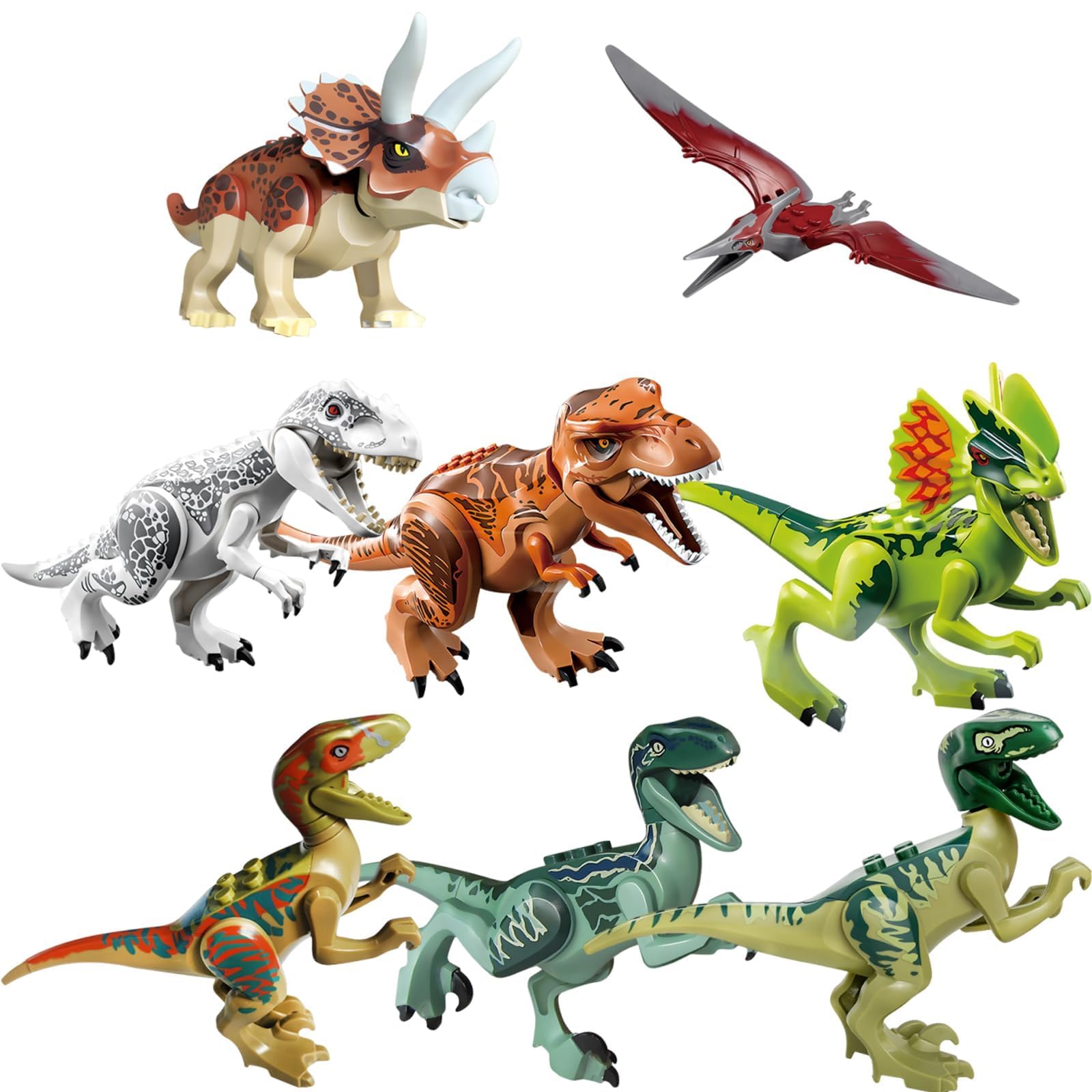 ZPSCXQ Dinosaur Figures, 8 Large Dinosaur Toys with Movable Jaws, T Rex and Indominus Rex, Realistic Dino Figures for Kids, Educational Toys for Boys and Girls Ages 6-12, Dinosaur Gift Set